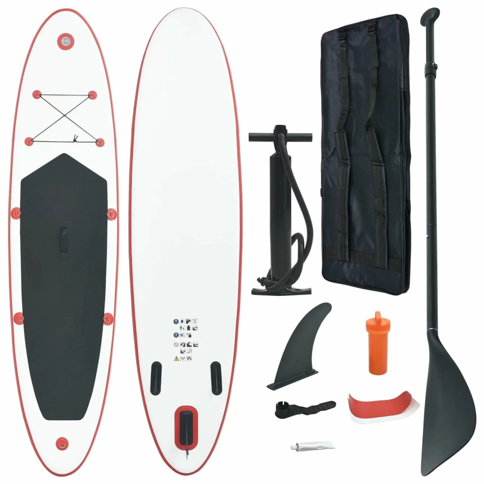 Paddle Board Set Surfboard Inflatable Red and White