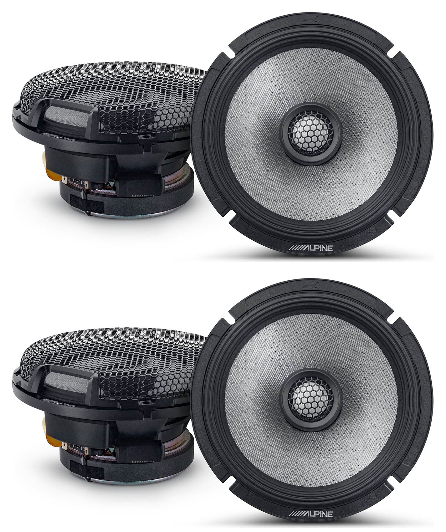 (4) Alpine R2-S65 6.5″ 2-Way Car Audio Speakers High-Resolution Certified