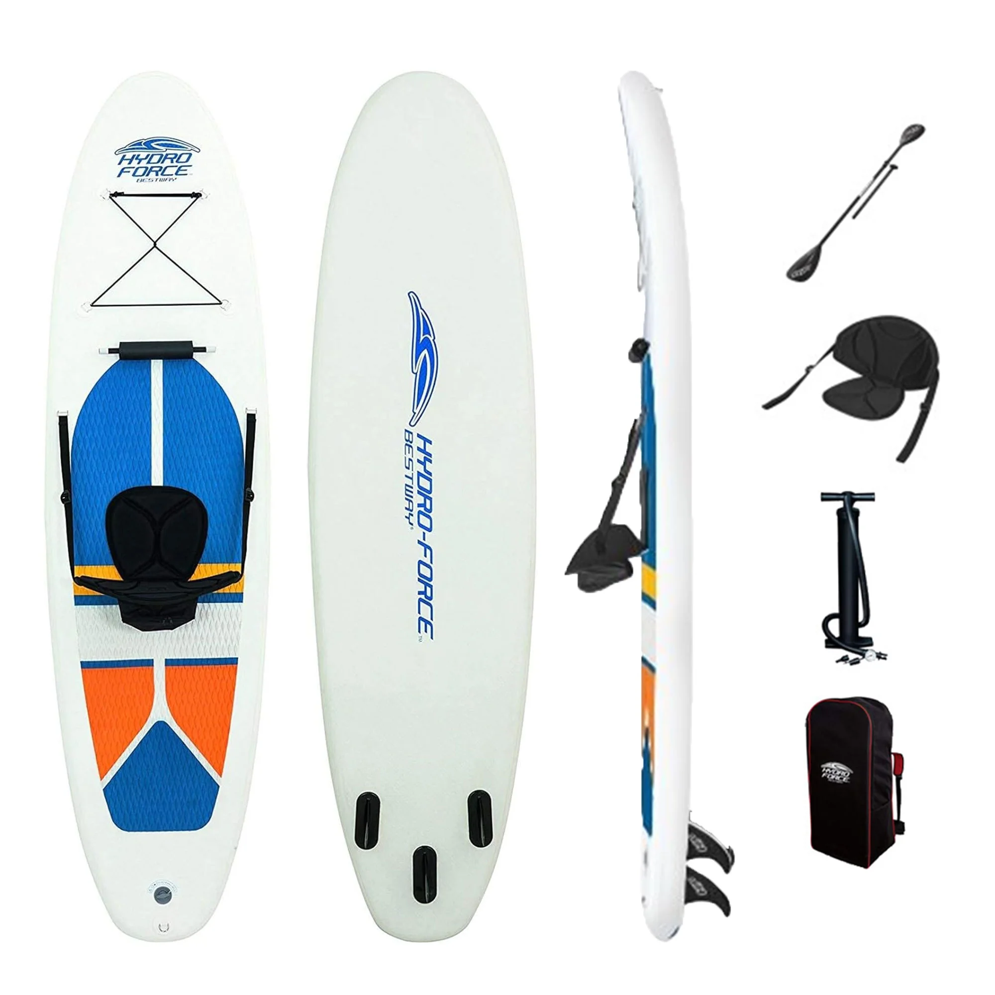 Bestway Hydro-Force White Cap 10′ Inflatable Stand Up Paddle Board Kayak Set with Aluminum Oar