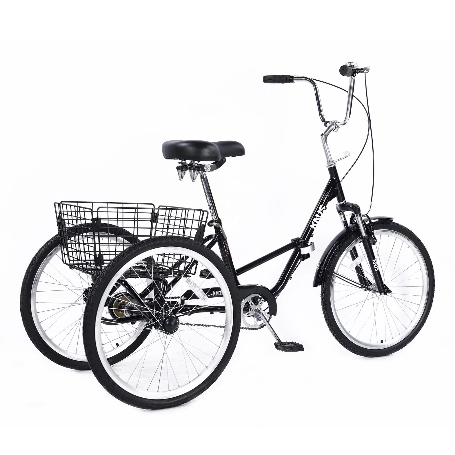 Adult Folding Tricycles 3 Wheel with Installation Tools,Foldable Tricycle with Low Step-Through and Large Basket,Folding Bikes for Adults,Women,Men,Black