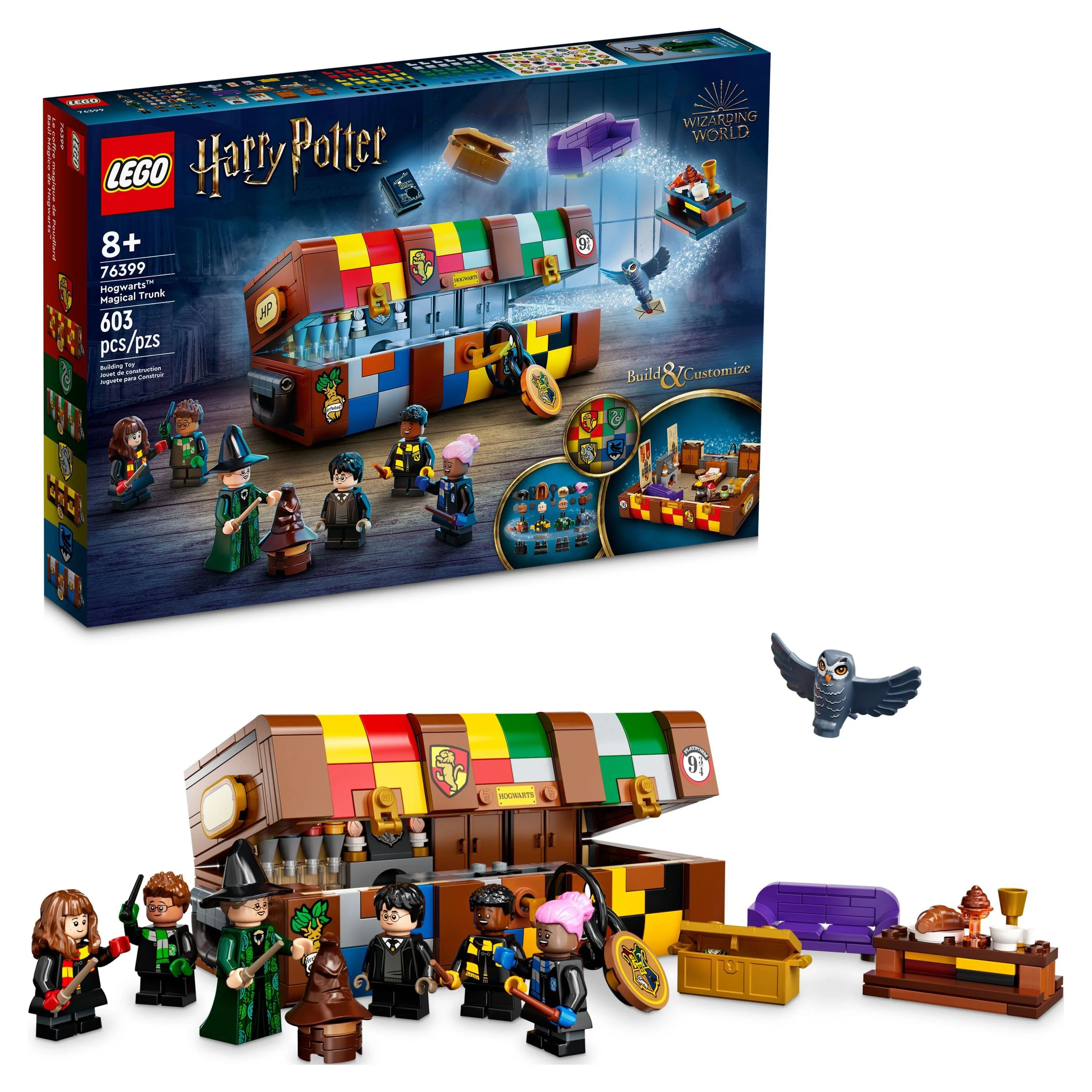 LEGO Harry Potter Hogwarts Magical Trunk 76399 Luggage Set, Customizable Toy, Gift Idea for Kids, Girls & Boys with Movie Minifigures and House Colors