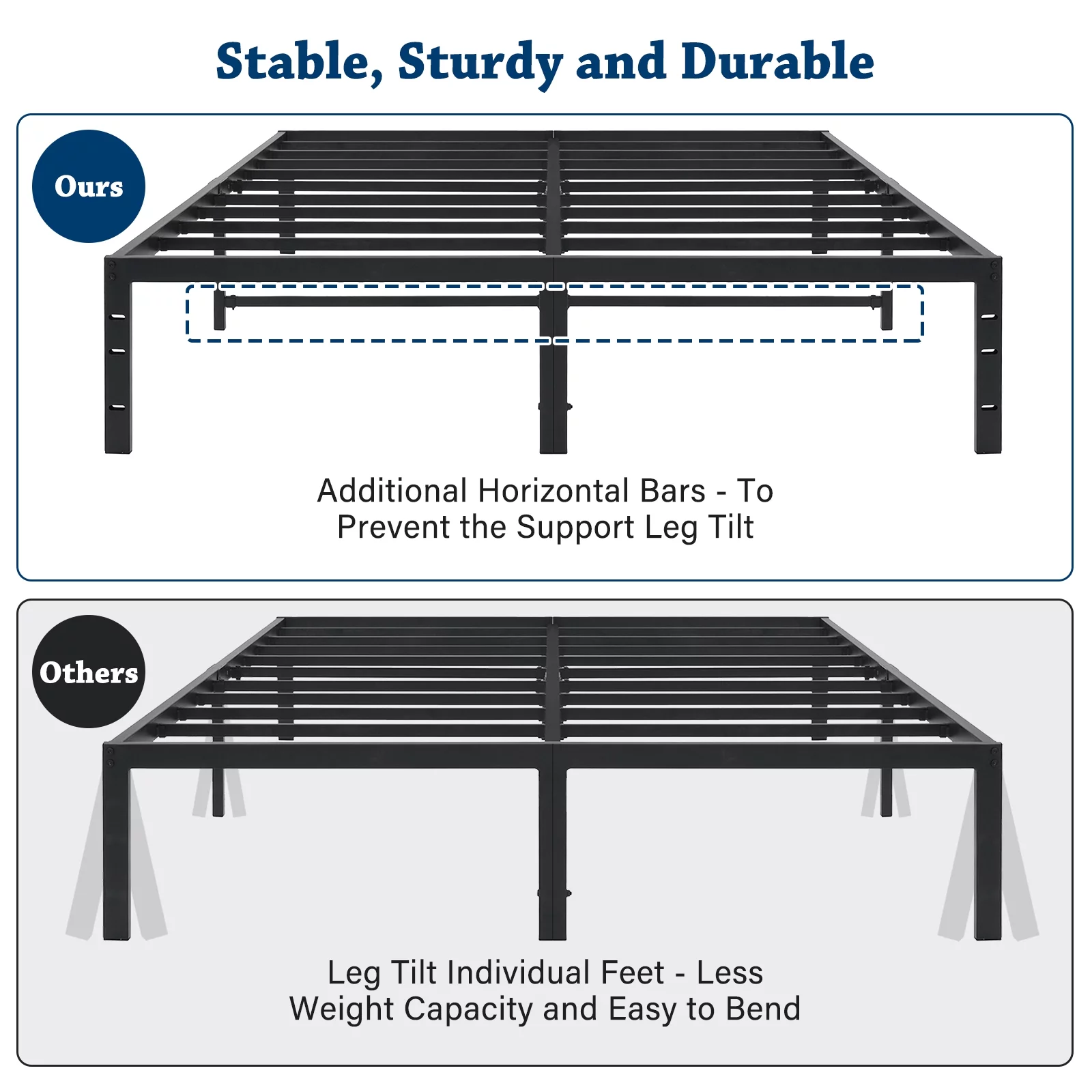 Lusimo Full Size Bed Frame 18 inch Heavy Duty Platform Metal Bed Frame Full with Attach Headboard Hole Anti Slip Support Mattress Foundation