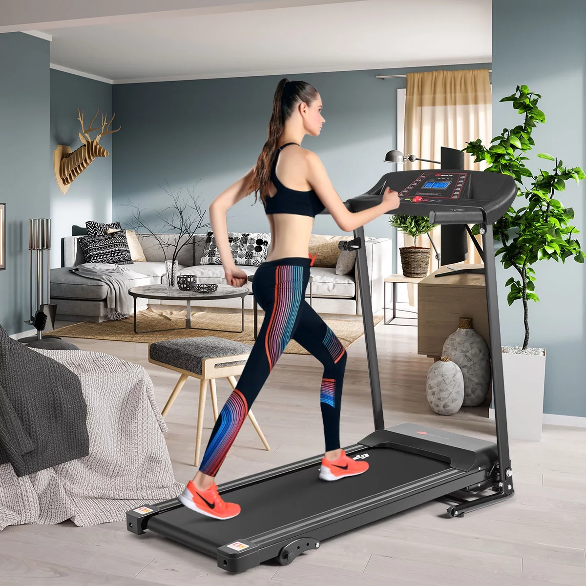 Goplus 1.0HP Folding Treadmill Electric Support Motorized Power Running Machine Trainer