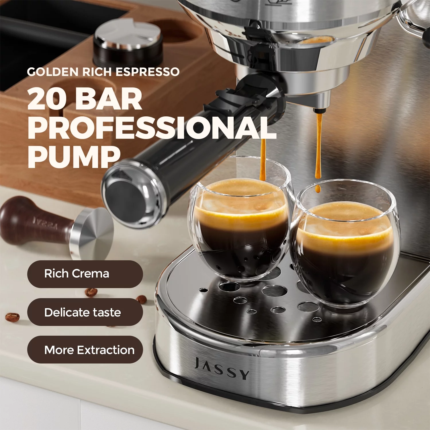 Espresso Coffee Maker 20 Bar Cappuccino Coffee Machine with Milk Frother for Espresso/Cappuccino/Latte/Mocha for Home Brewing with 35 oz Removable Water Tank/1450W