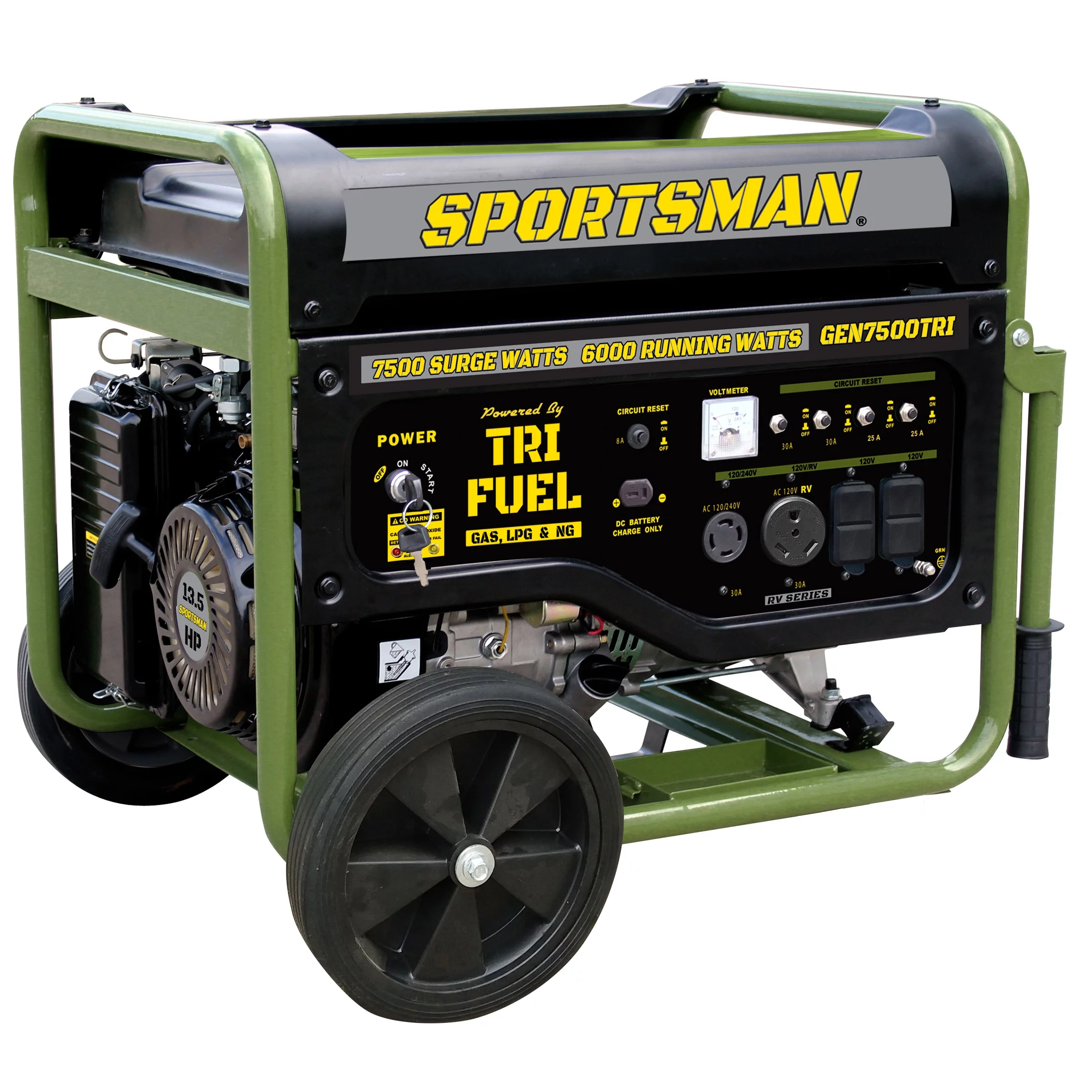 Sportsman 7500 Watts Portable Tri-Fuel Generator with CO Warning and Shut-off