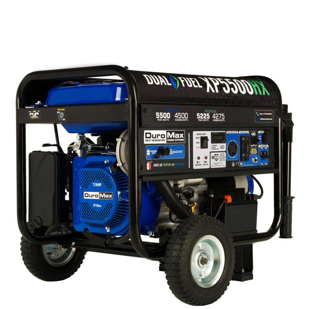 DuroMax XP5500HX 5,500 Watt Portable Dual Fuel Gas Propane CO Alert Generator