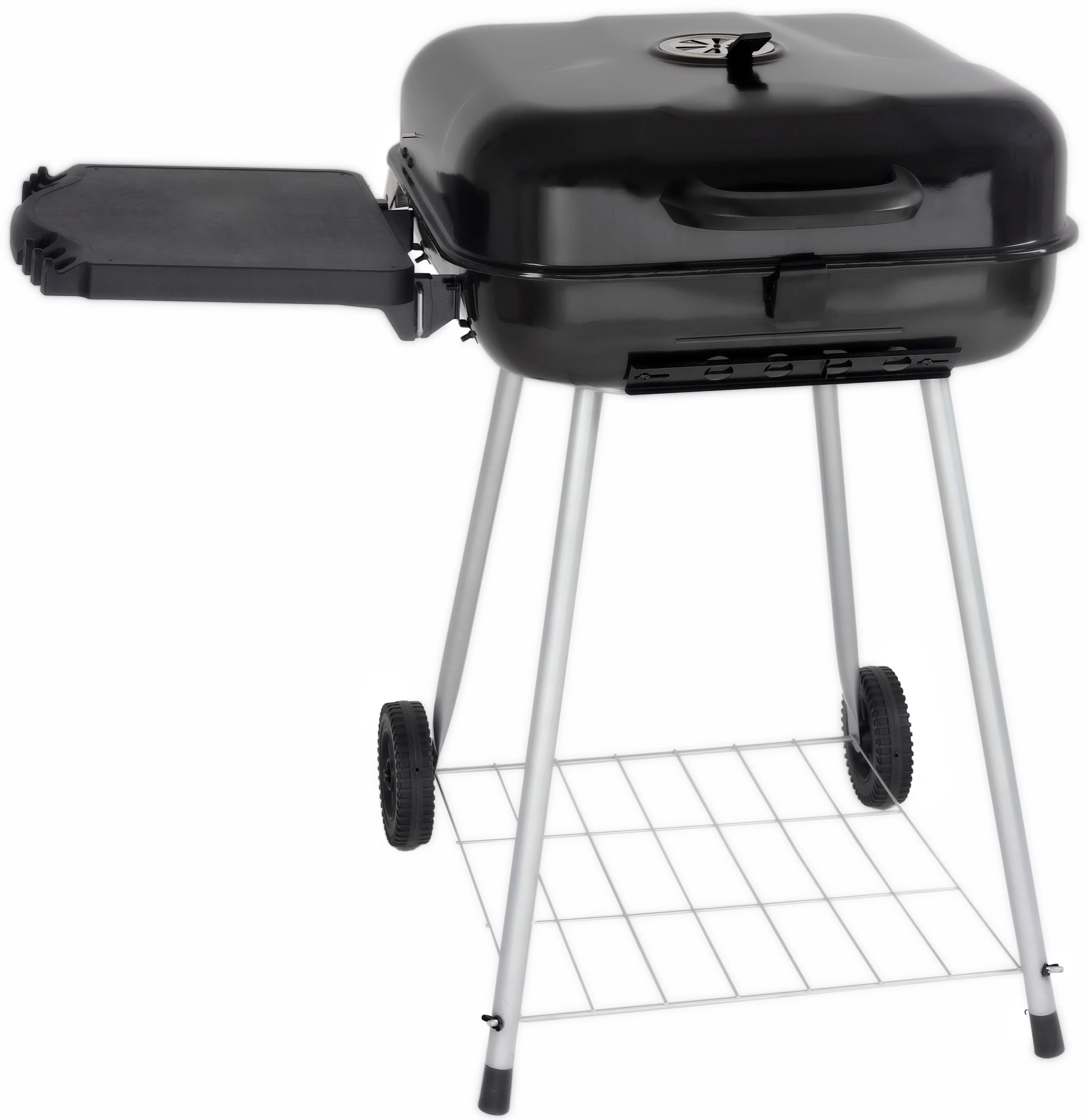 RevoAce 22″ Square Steel Charcoal Grill with Foldable Side Shelf, Black