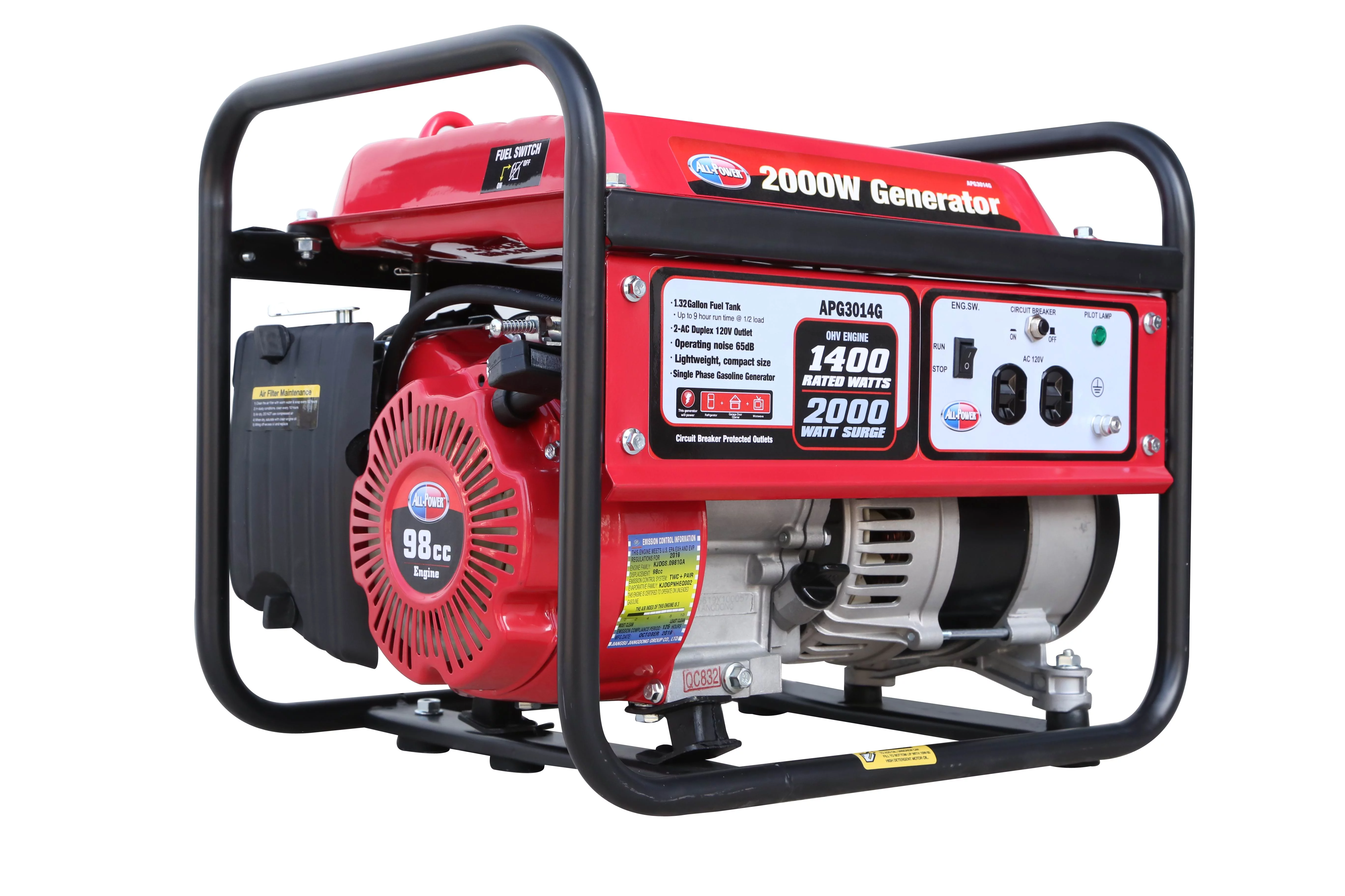 All Power 2000 Watt Portable Generator, 2000W Gas Powered Generator, APG3014G