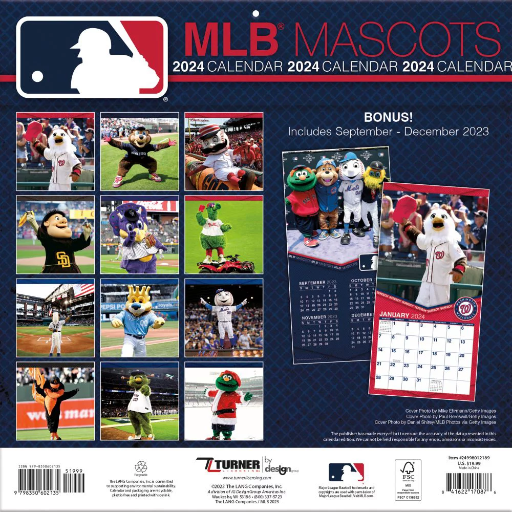 Mlb Mascots 2024 12×12 Wall Calendar (Other)