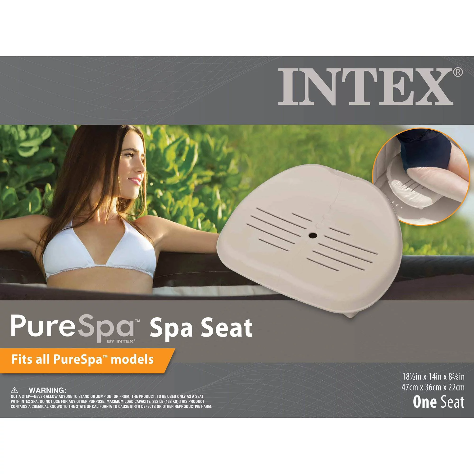 Intex Removable Seat for Inflatable PureSpa Hot Tub Pool, (2 Pack)