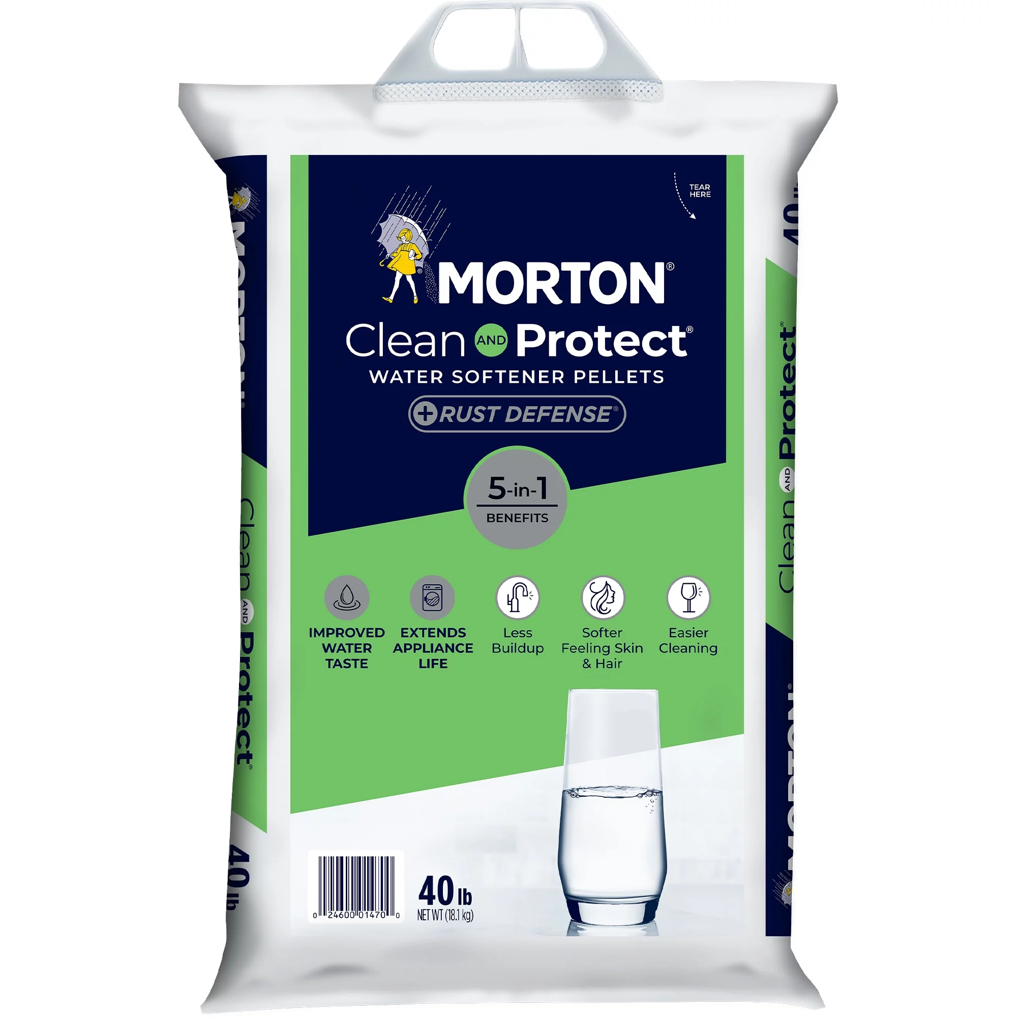 Morton Salt Clean and Protect Water Softener Plus Rust Defense  Pellets, 40 lb. Bag