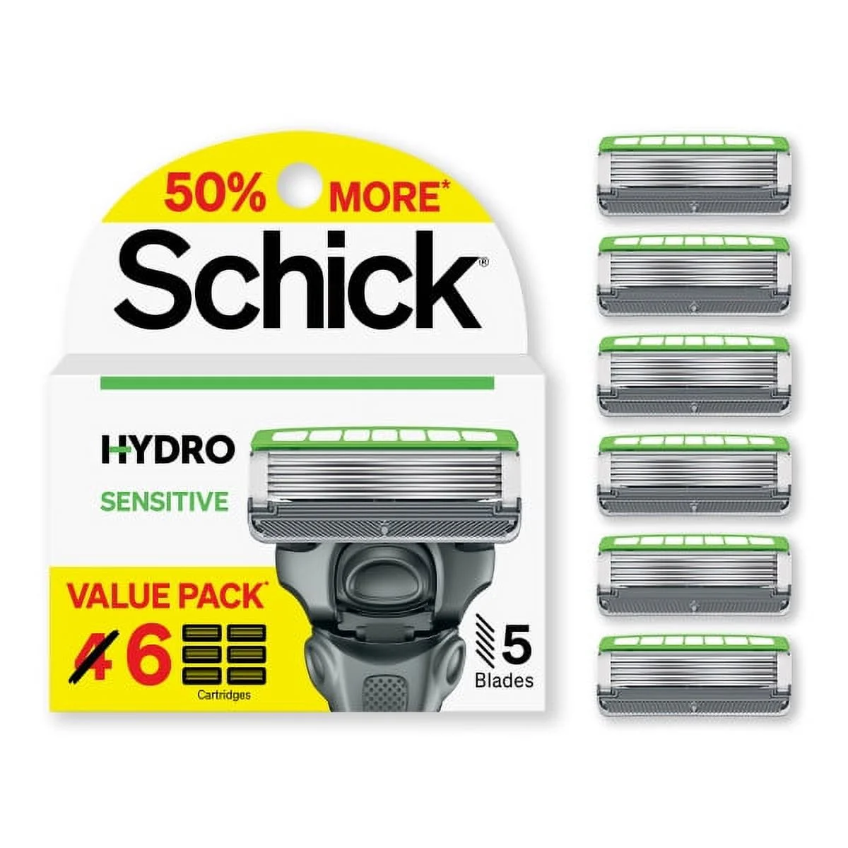 Schick Hydro Sensitive Mens Razor Blade Refills, 6 ct, Sensitive Skin Razor