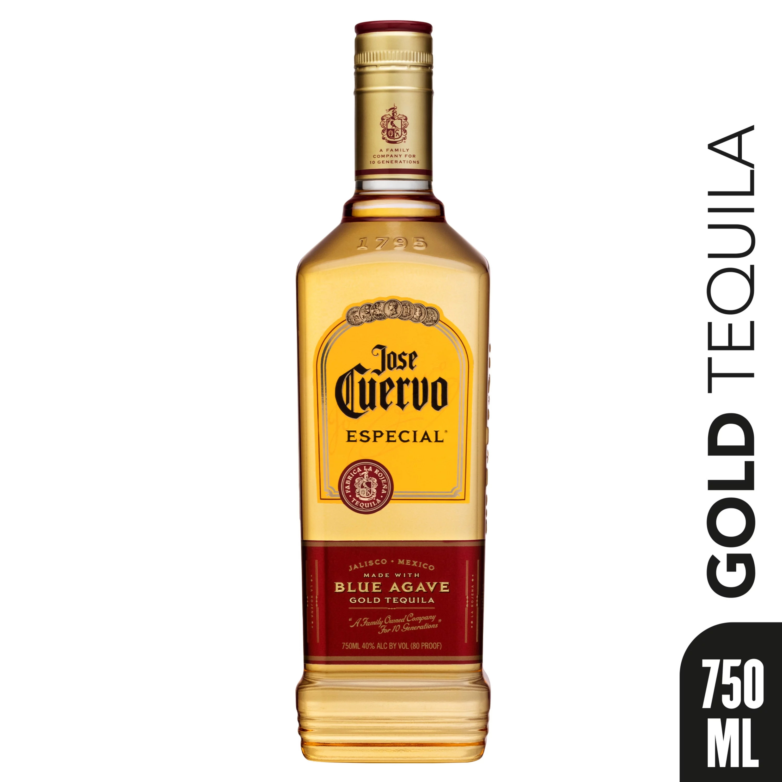 Jose Cuervo Especial Gold Tequila, 40% ABV, 750 ml Glass Bottle