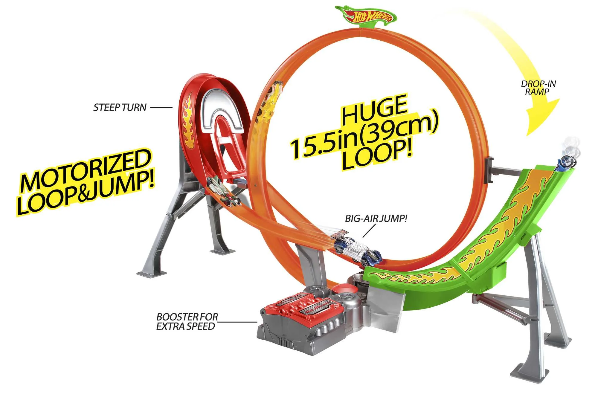 Hot Wheels Action Power Shift Motorized Raceway Track Set, Includes 5 Cars in 1:64 Scale