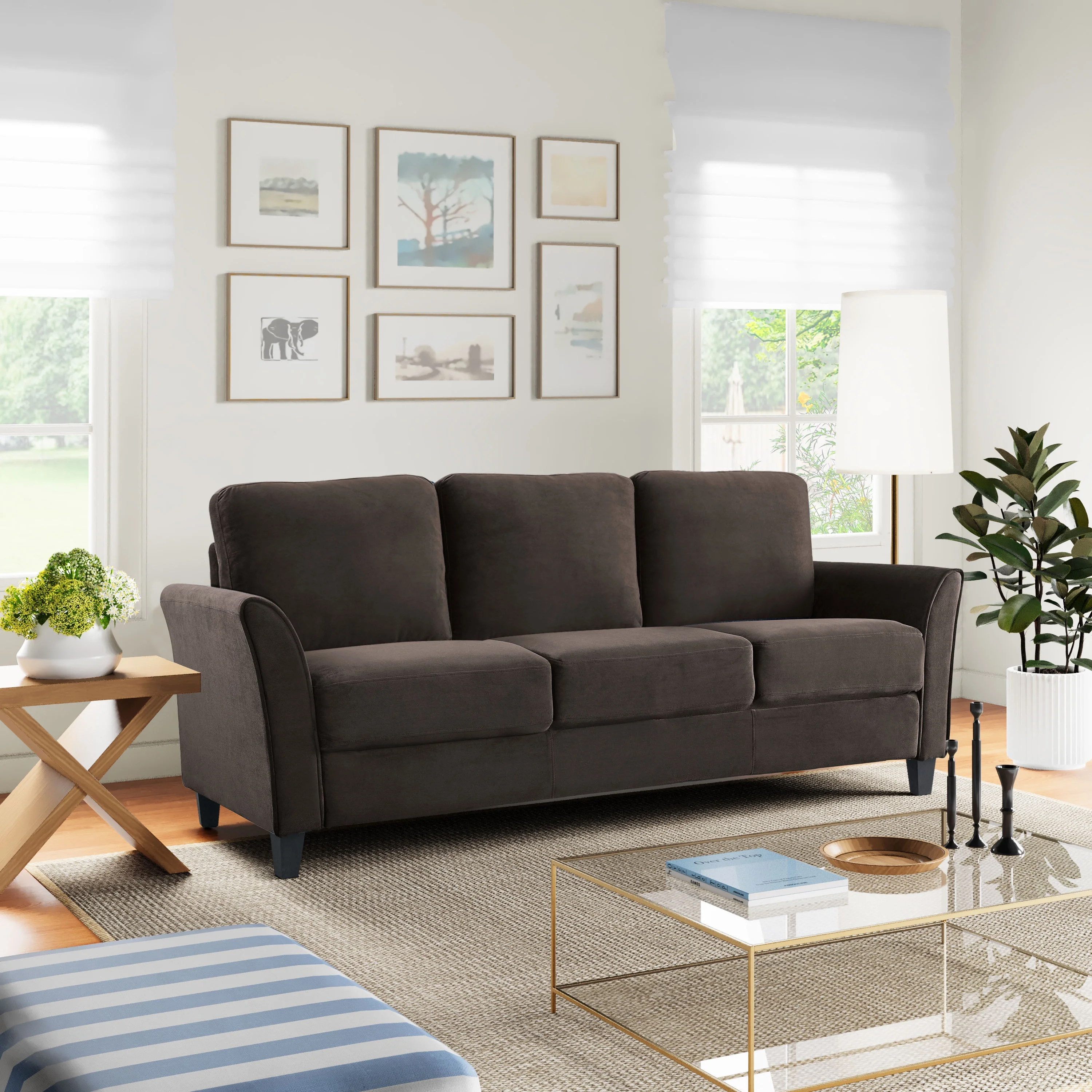 Lifestyle Solutions Alexa Sofa with Curved Arms, Gray Fabric