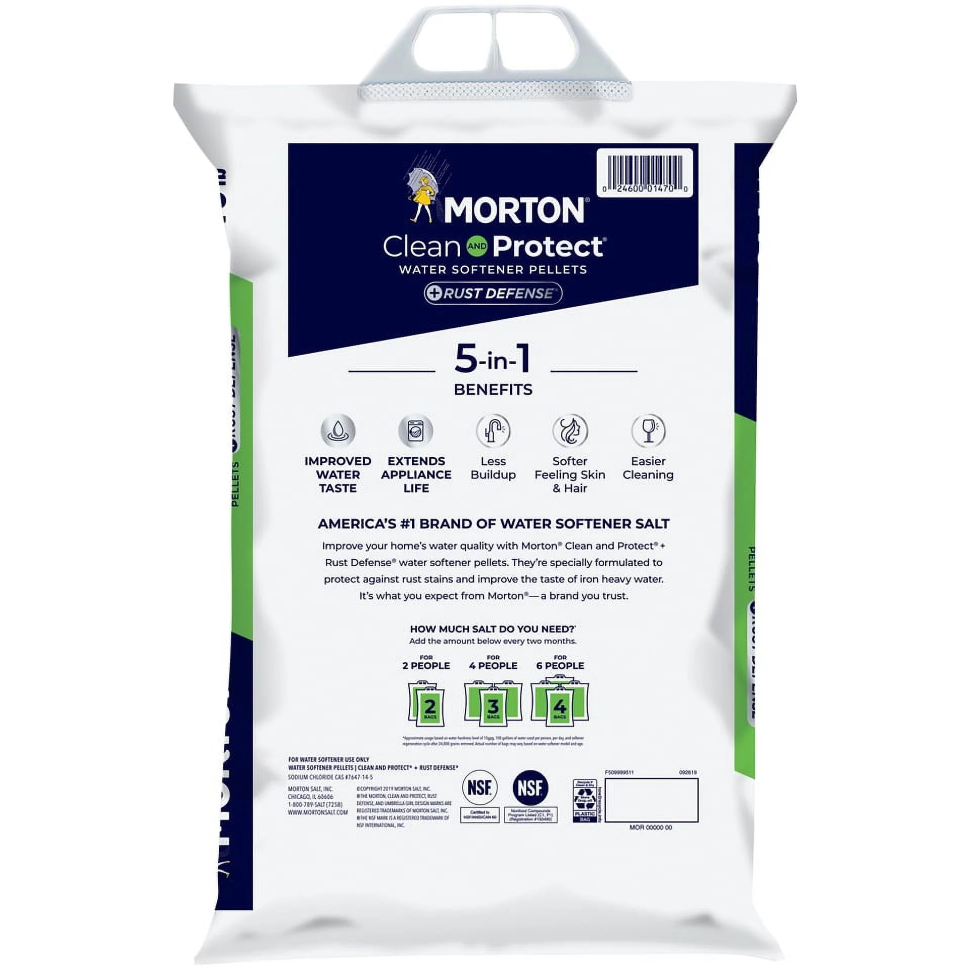 Morton Salt Clean and Protect Water Softener Plus Rust Defense  Pellets, 40 lb. Bag