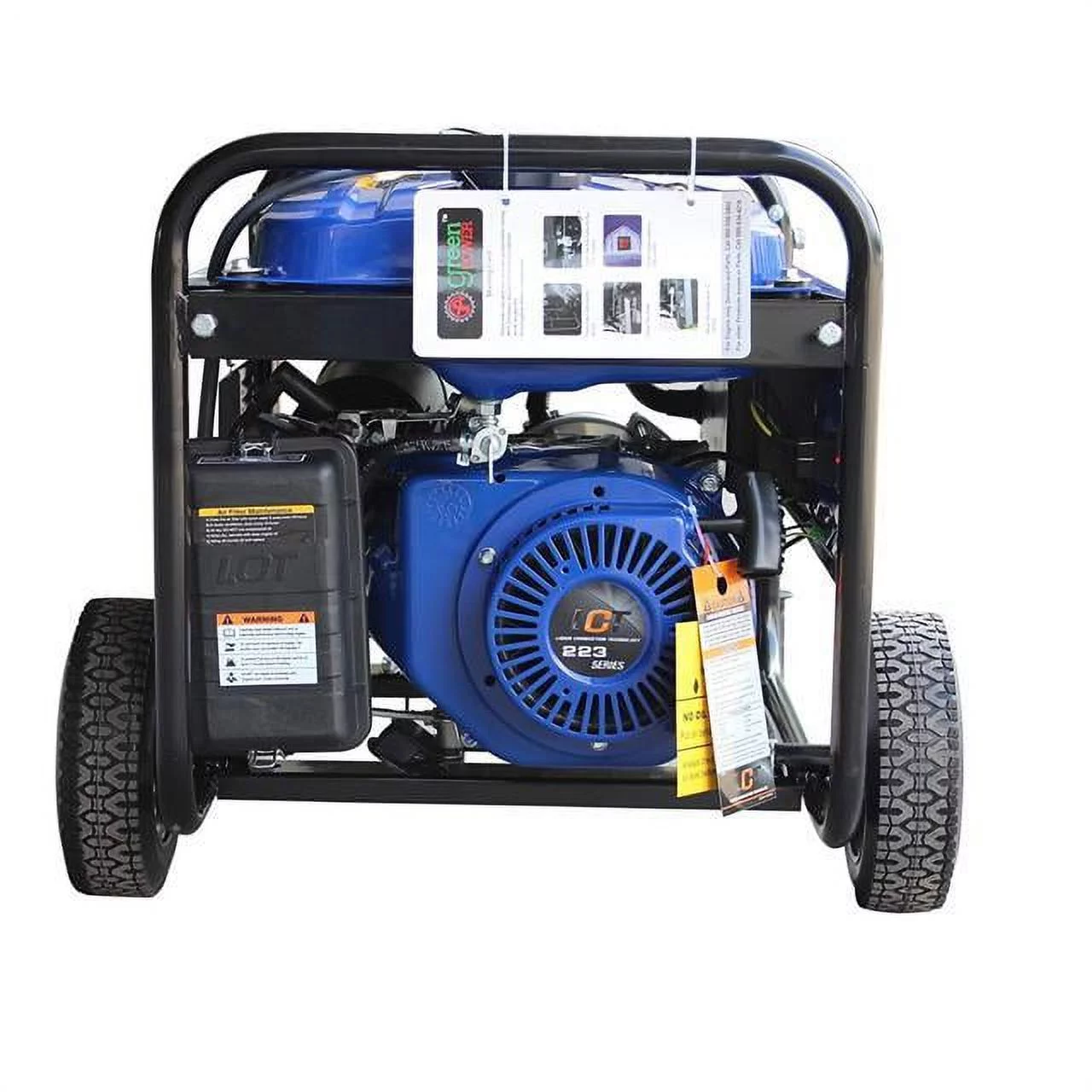 Green-Power America Gasoline Generator Consumer’s Select Series GPD5000W delivers 5000 watts of starting power and 3850 watt of continious power.