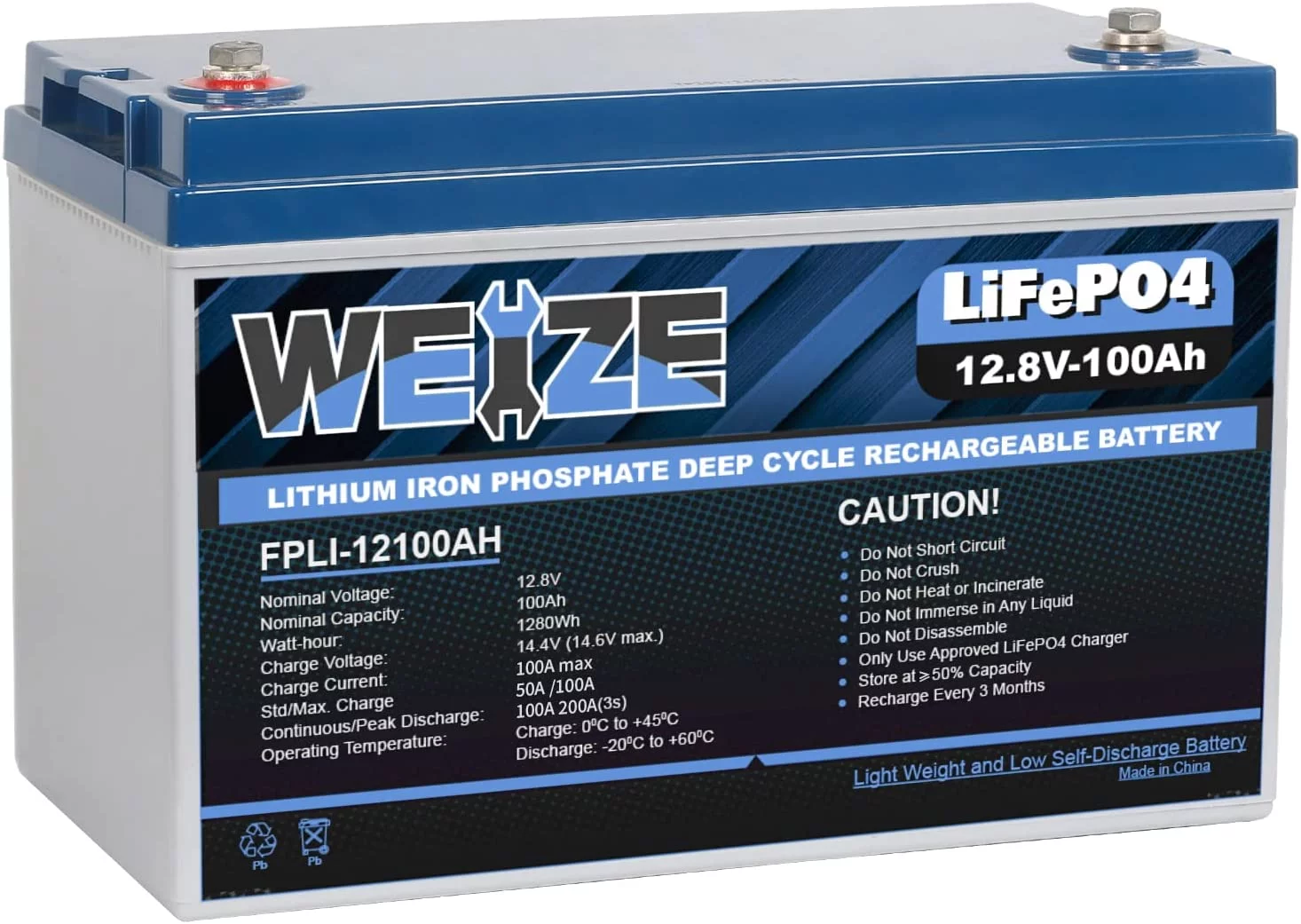 1Autodepot 12V 100Ah LiFePO4 Lithium Battery, Up to 8000 Cycles, Built-in Smart BMS, Perfect for RV, Solar, Marine, Overland/Van, and Off Grid Applications