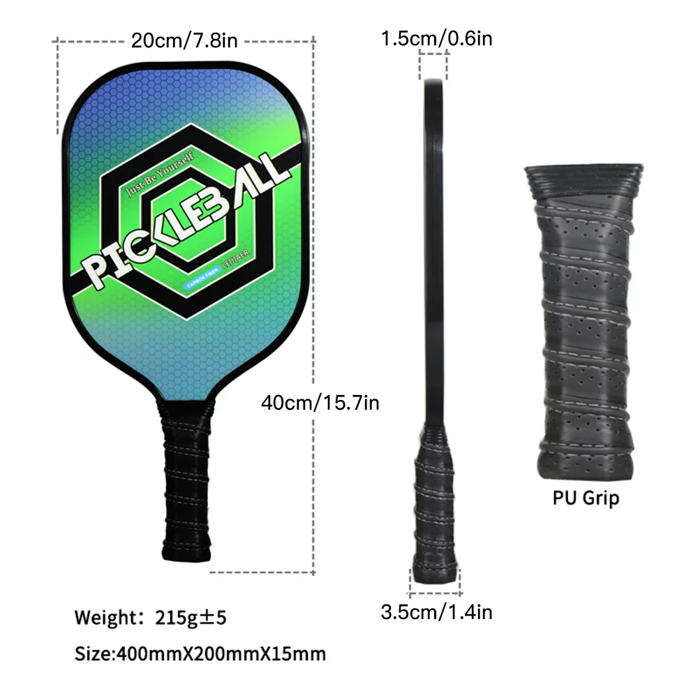 LEIJIAER Ultralight Pickleball Paddle and Ball Set Carbon Fiber Surface Pickle Ball Racket 1 Paddles with 2 Balls