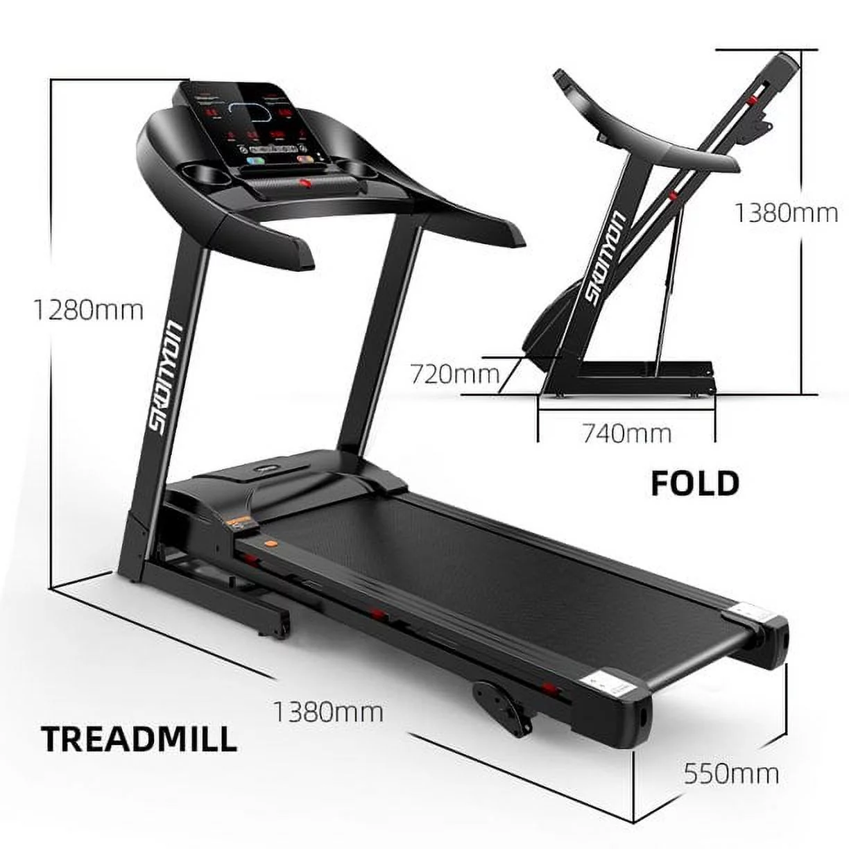 Folding Smart Treadmill with 15% Incline 2.5HP Folding Electric Treadmill with LED Display and Cup Holder for Home Gym Fitness Exercise