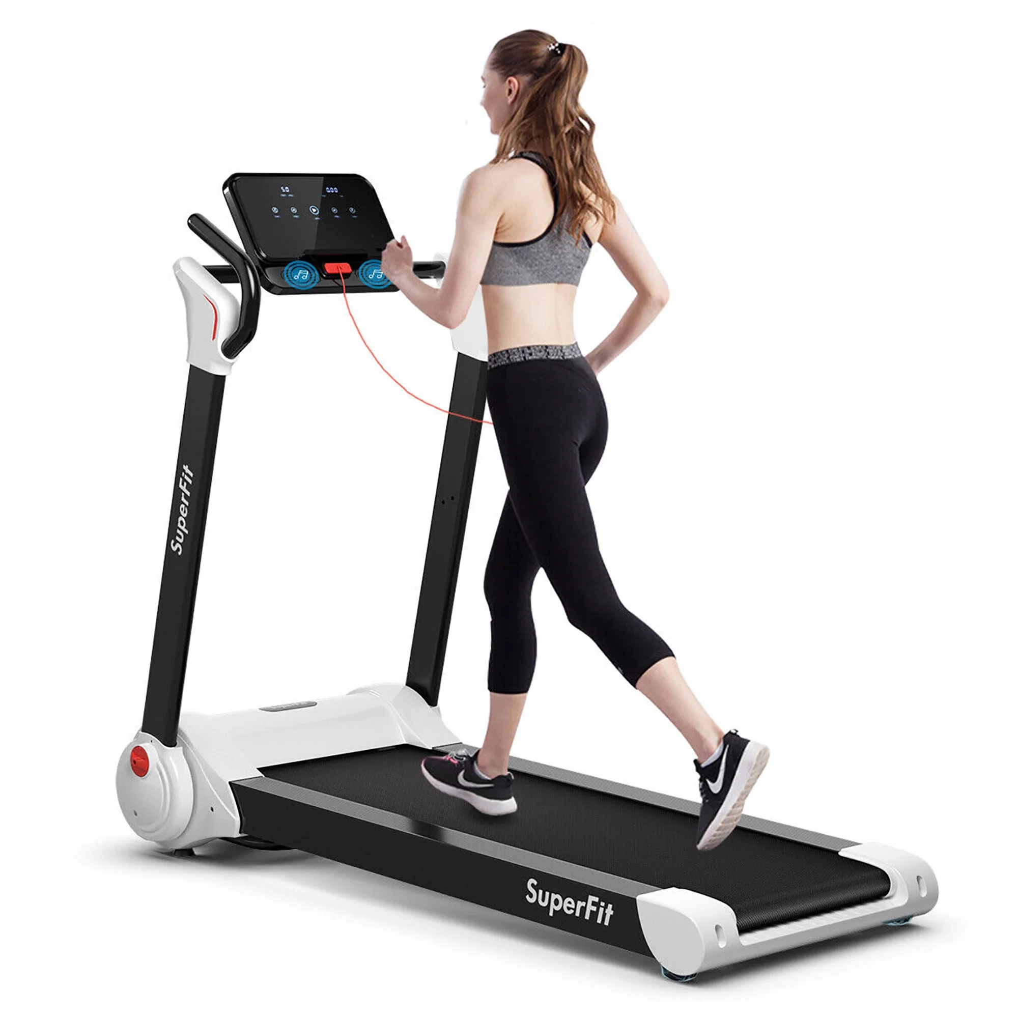 Superfit 2.25HP Folding Electric Motorized Treadmill With Speaker Red