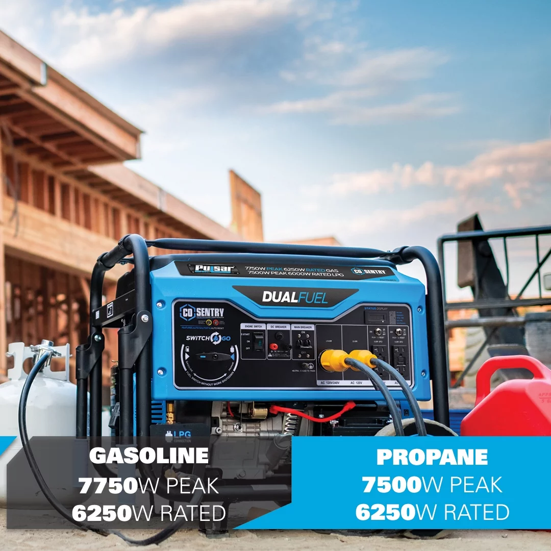 Pulsar 7,750-Watt Dual Fuel Portable Generator with Electric Start and CO Sentry