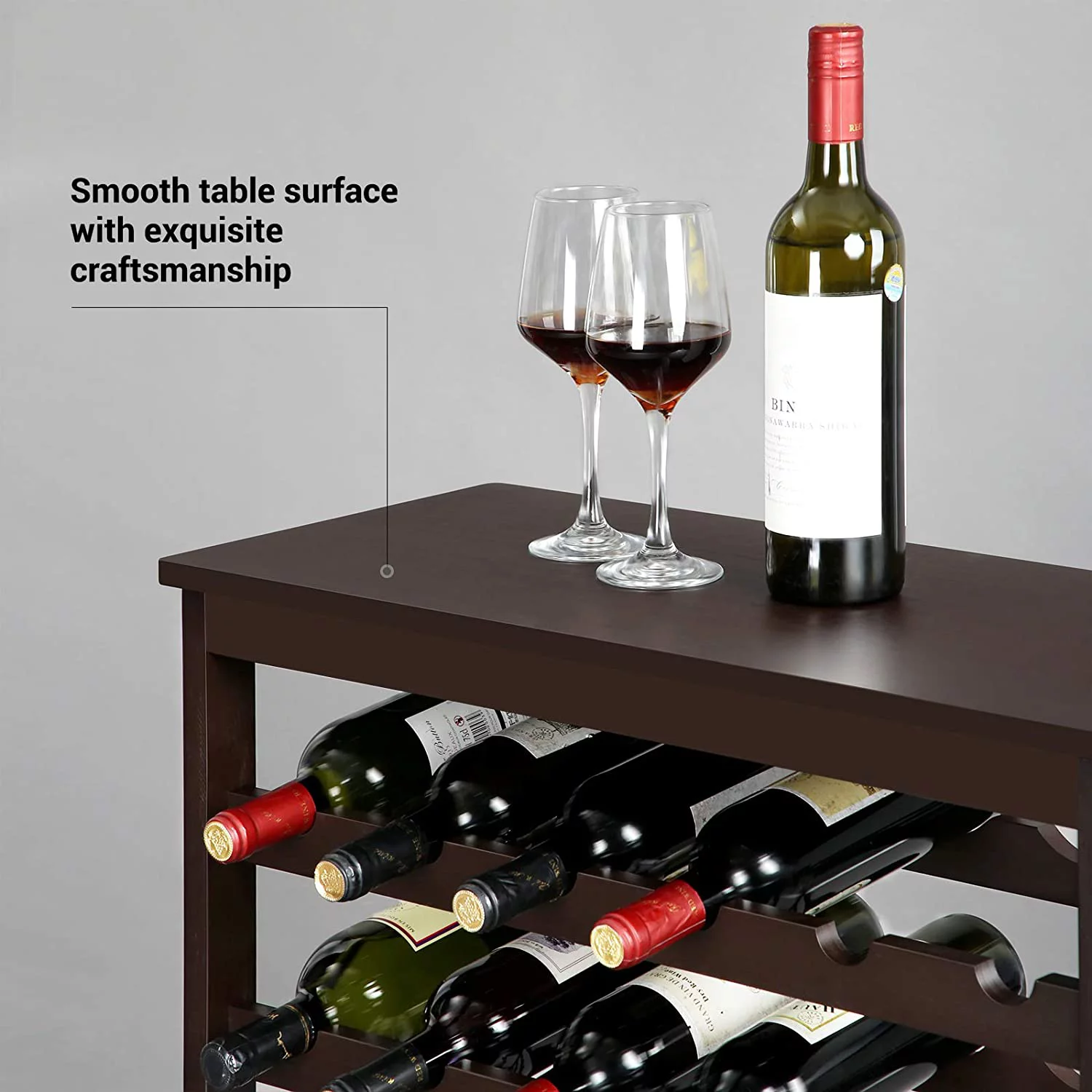 SONGMICS 42-Bottle Wine Rack Free Standing Floor Walnut