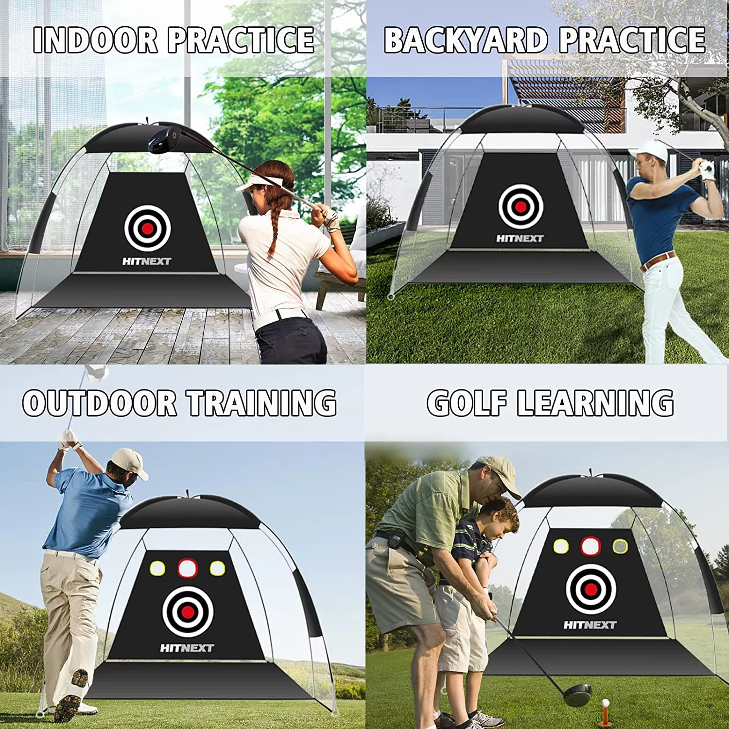 Hitnext Golf Practice Nets , Golf Hitting Net Training with Turf, Target Pockets for Outdoor Yard