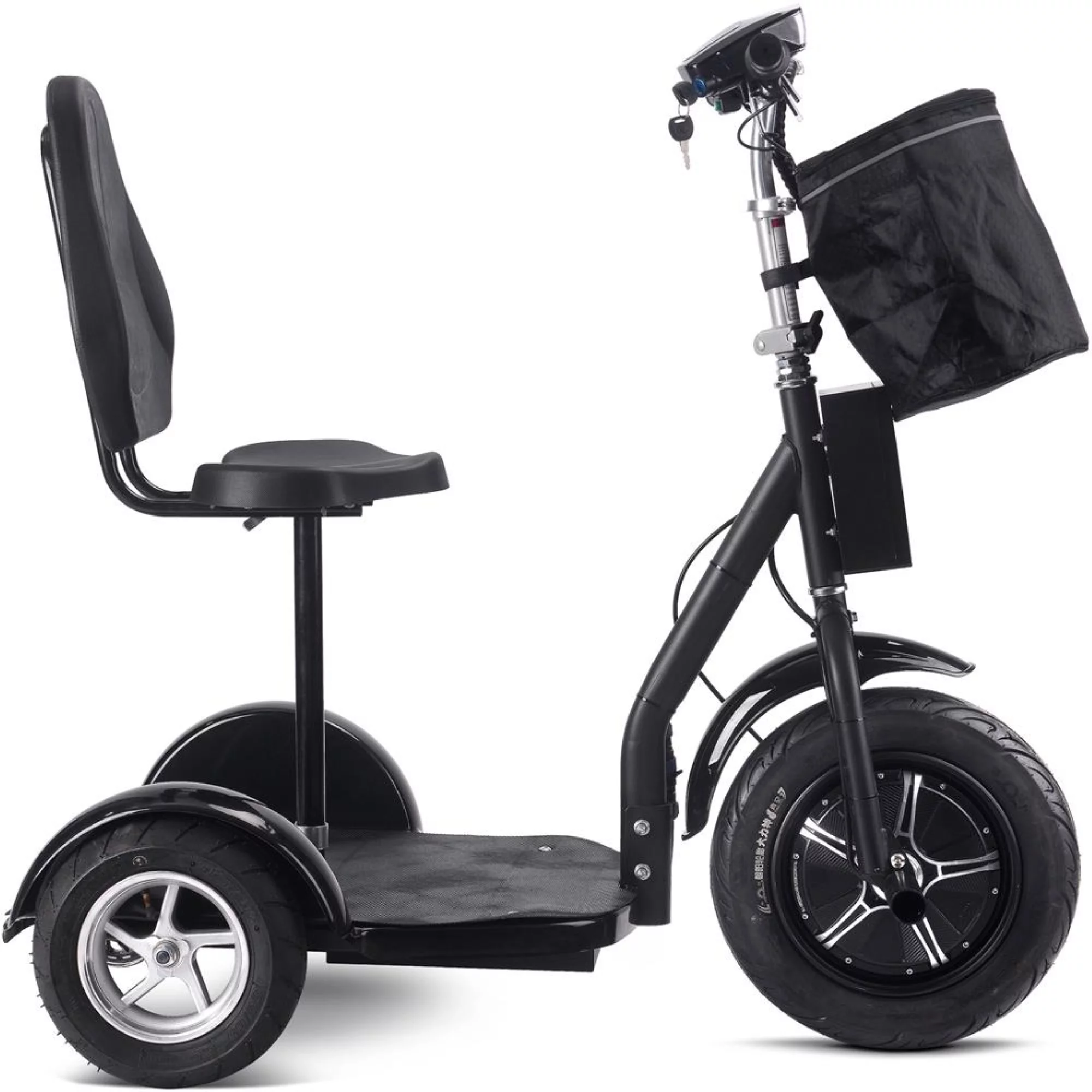 MotoTec MT-TRK-1000-Lithium-Black Electric Trike 48V 1000W Lithium Electric Scooter, Black