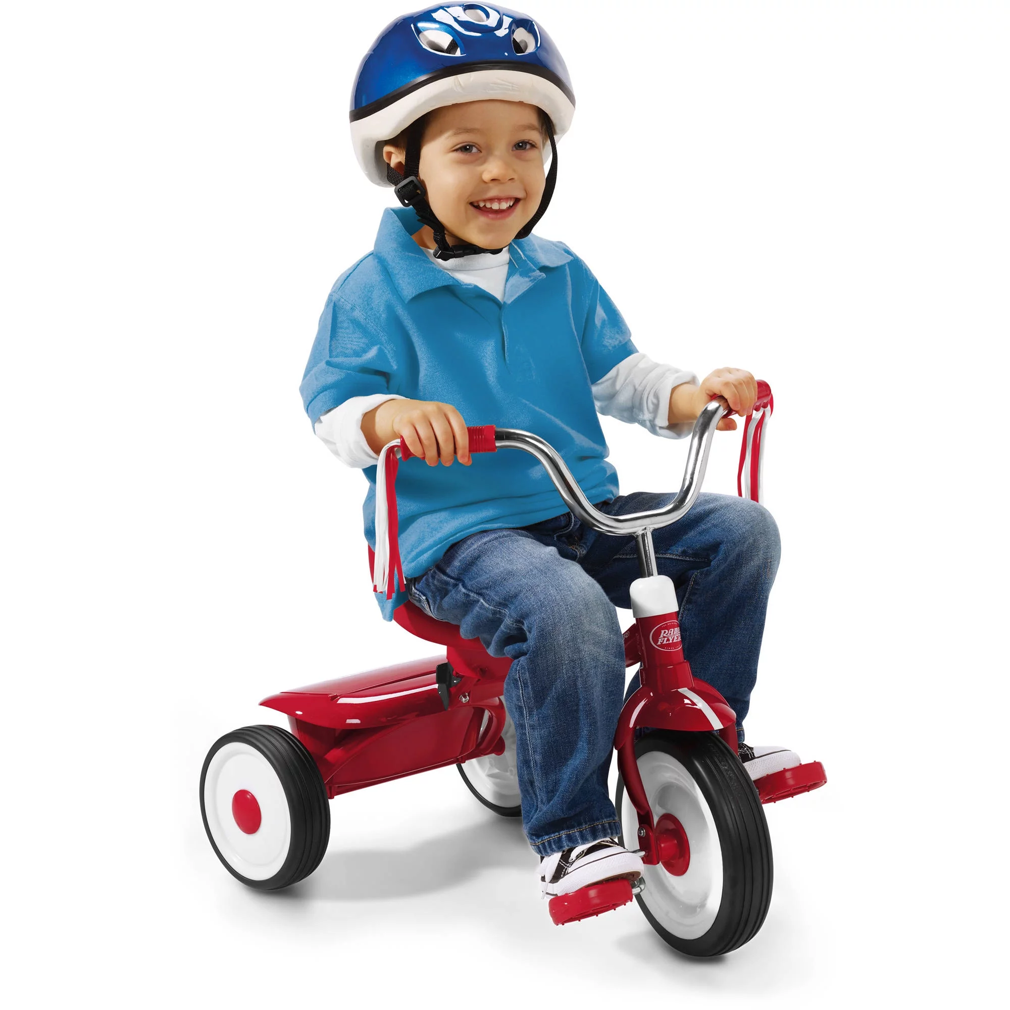 Radio Flyer Ready to Ride Folding Trike Fully Assembled, Red, Boys and Girls Toddler Tricycle