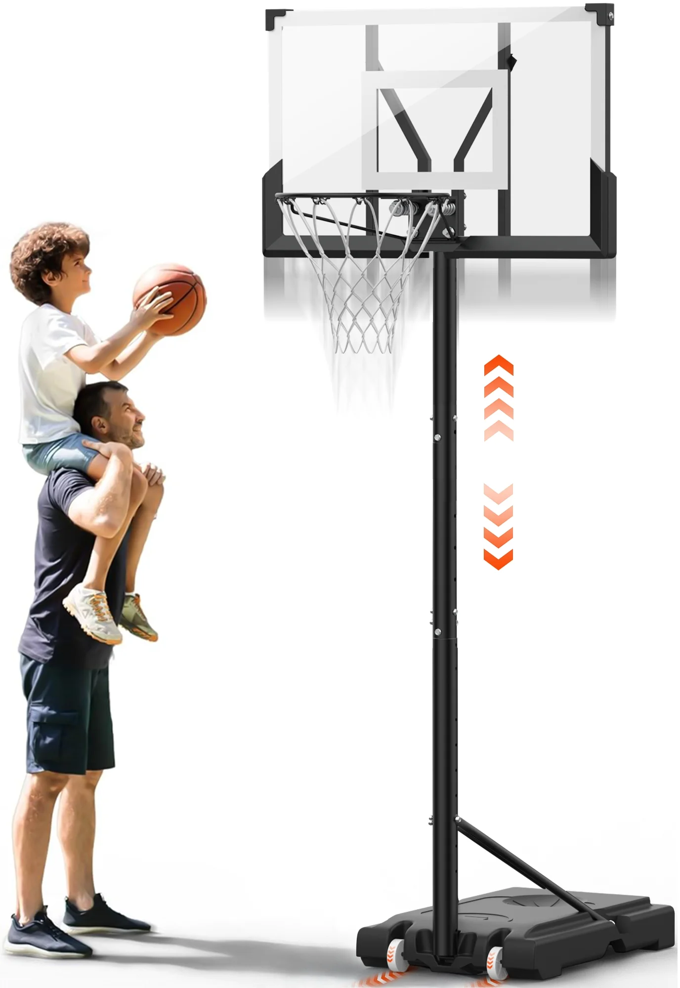 iFanze Portable Basketball Hoop Goal System with Wheels Height Adjustable 4.4ft – 10ft for Kids Adults Indoor Outdoor