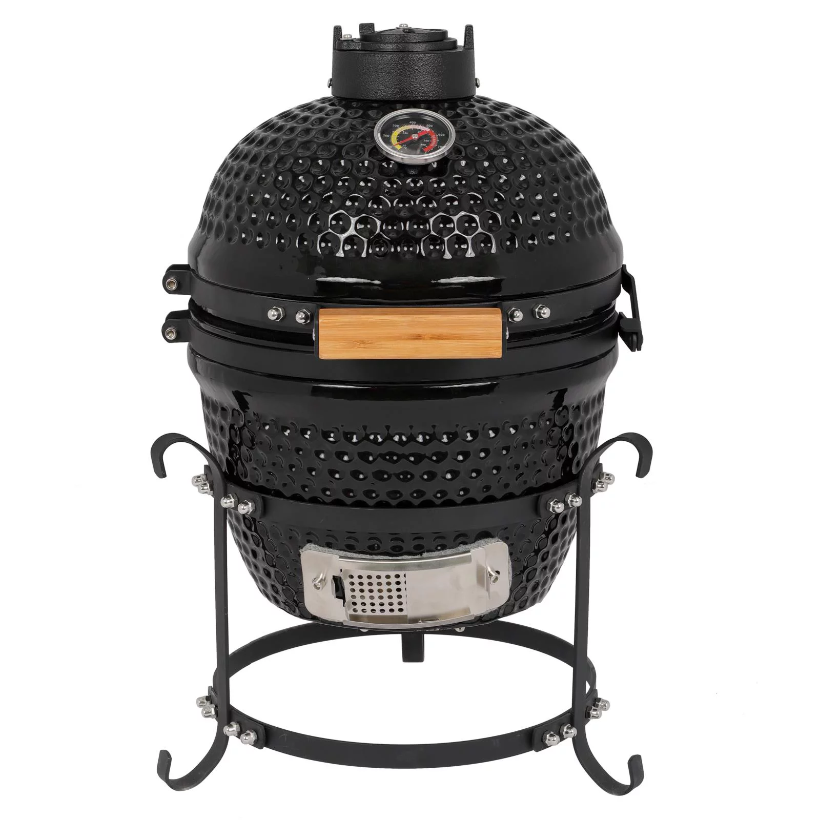 SamyoHome Kamado Grill Charcoal BBQ Grill, 13in Barbecue Grill Ceramic Barbecue Smoker and Roaster – Black