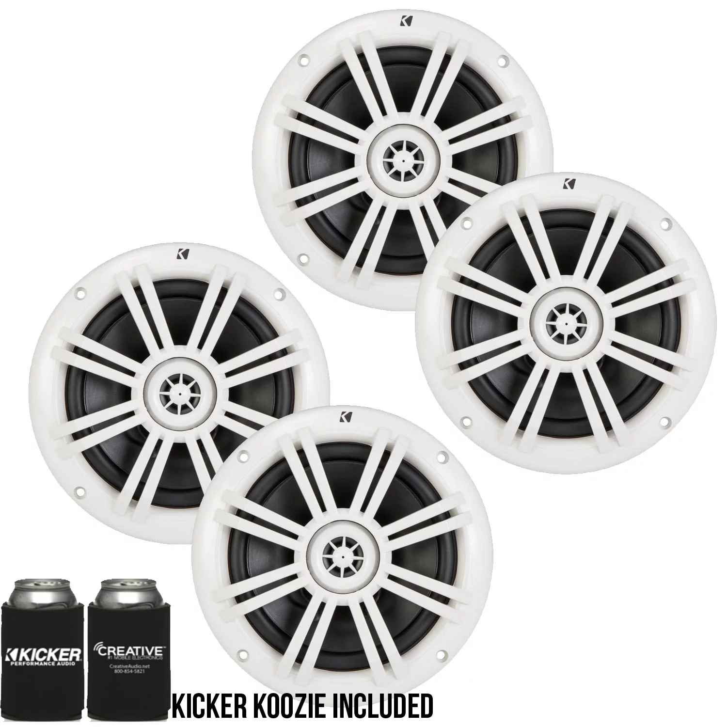 Kicker 6.5 Inch KM-Series Marine Speakers 41KM604W bundle