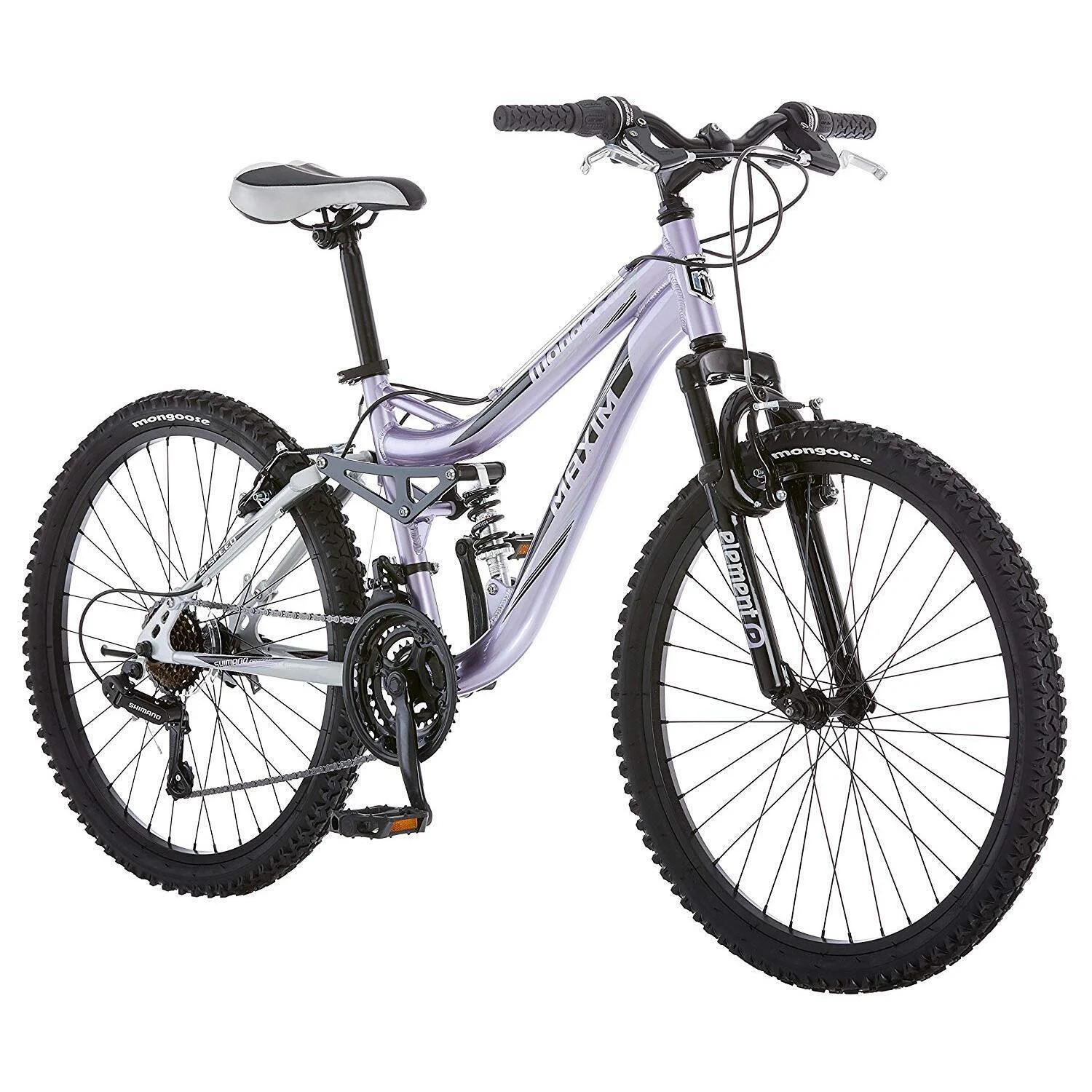 Mongoose Maxim Bicycle-Color:Lavender,Size:24″,Style:Girl’s Full/Susp