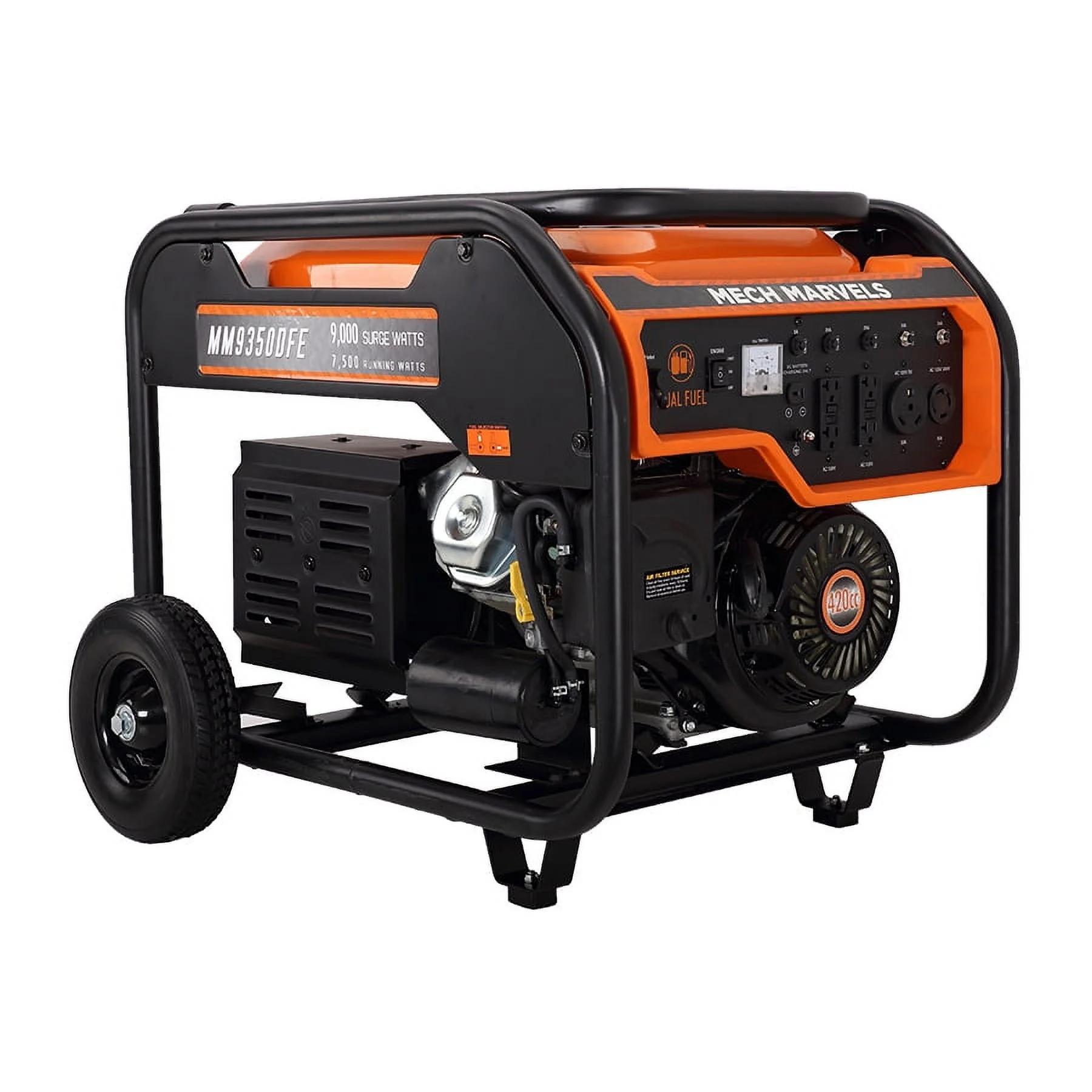 Mech Marvels 9000 Watt Dual Fuel Portable Power Generator, Electric Start, CARB Compliant, MM9350DFE