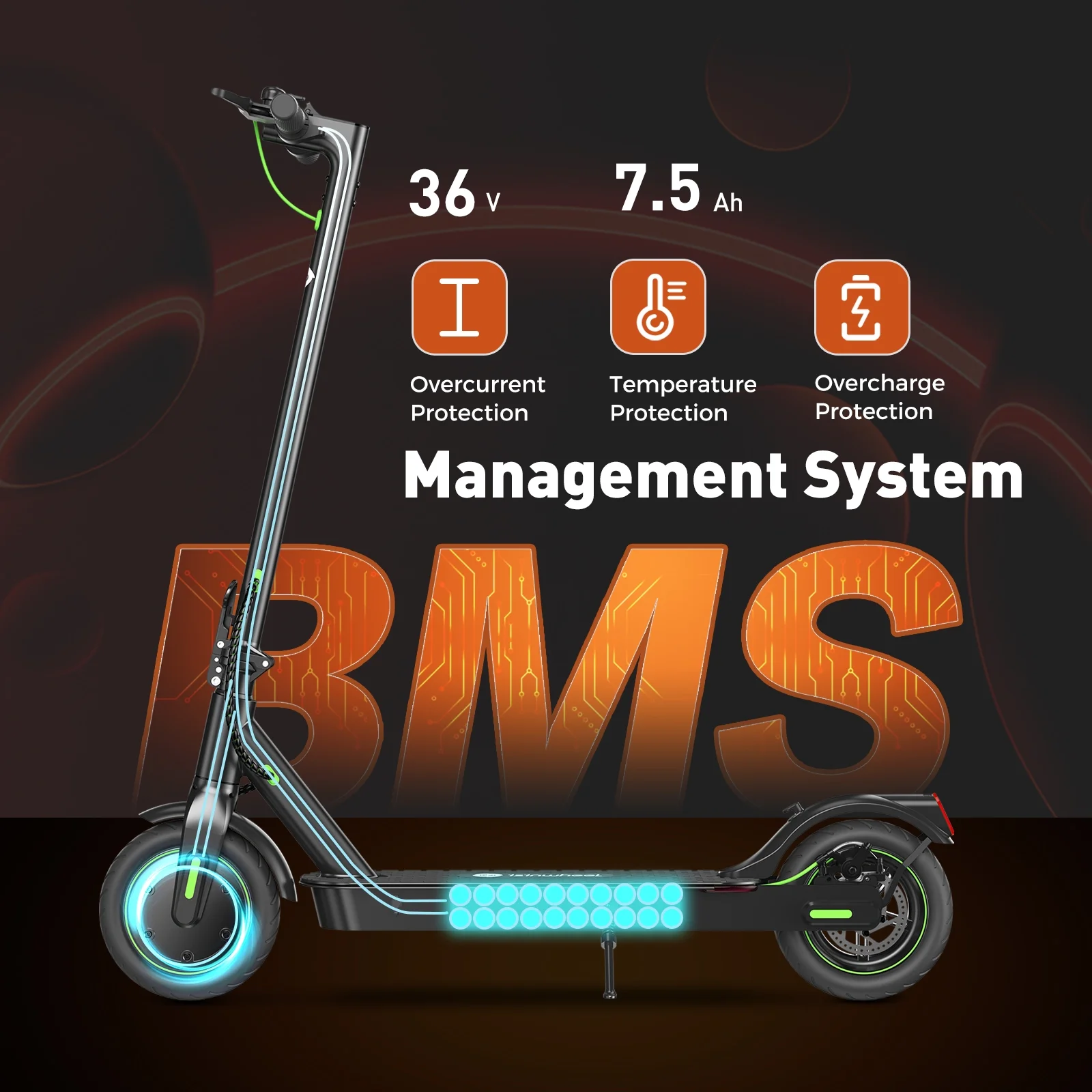 iSinwheel S9Pro Electric Scooter, 18.6 MPH, Up To 21 Miles Long Range, 350W Motor E Scooter, App Control, 8.5-inch Inflatable Tires, 7.5Ah Battery Electric Scooter Adult