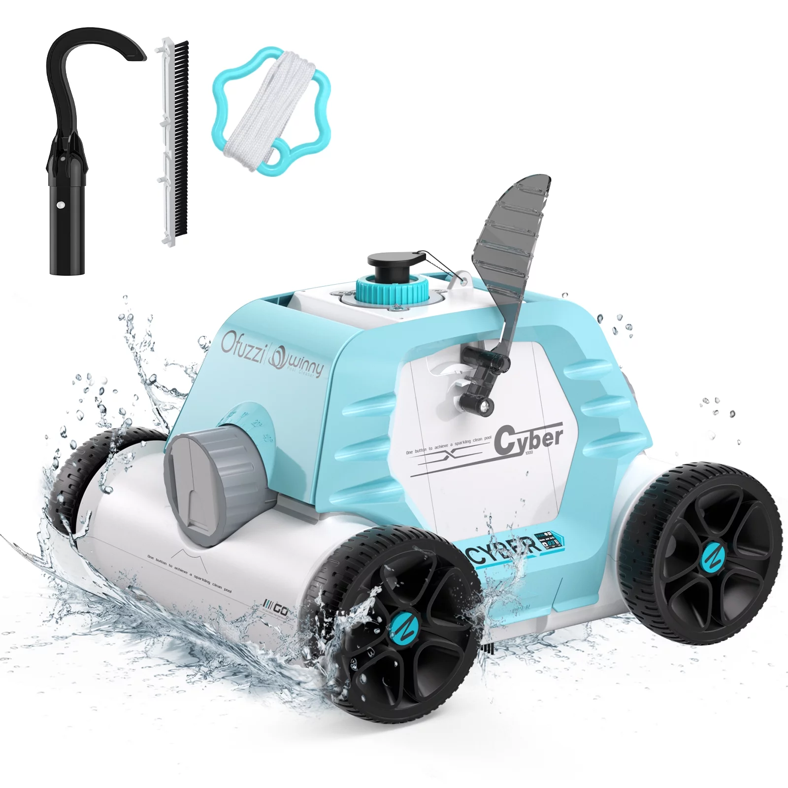 Ofuzzi Cordless Robotic Pool Vacuum Cleaner Ideal for Inground and Above Ground Pools up to 40 ft, White