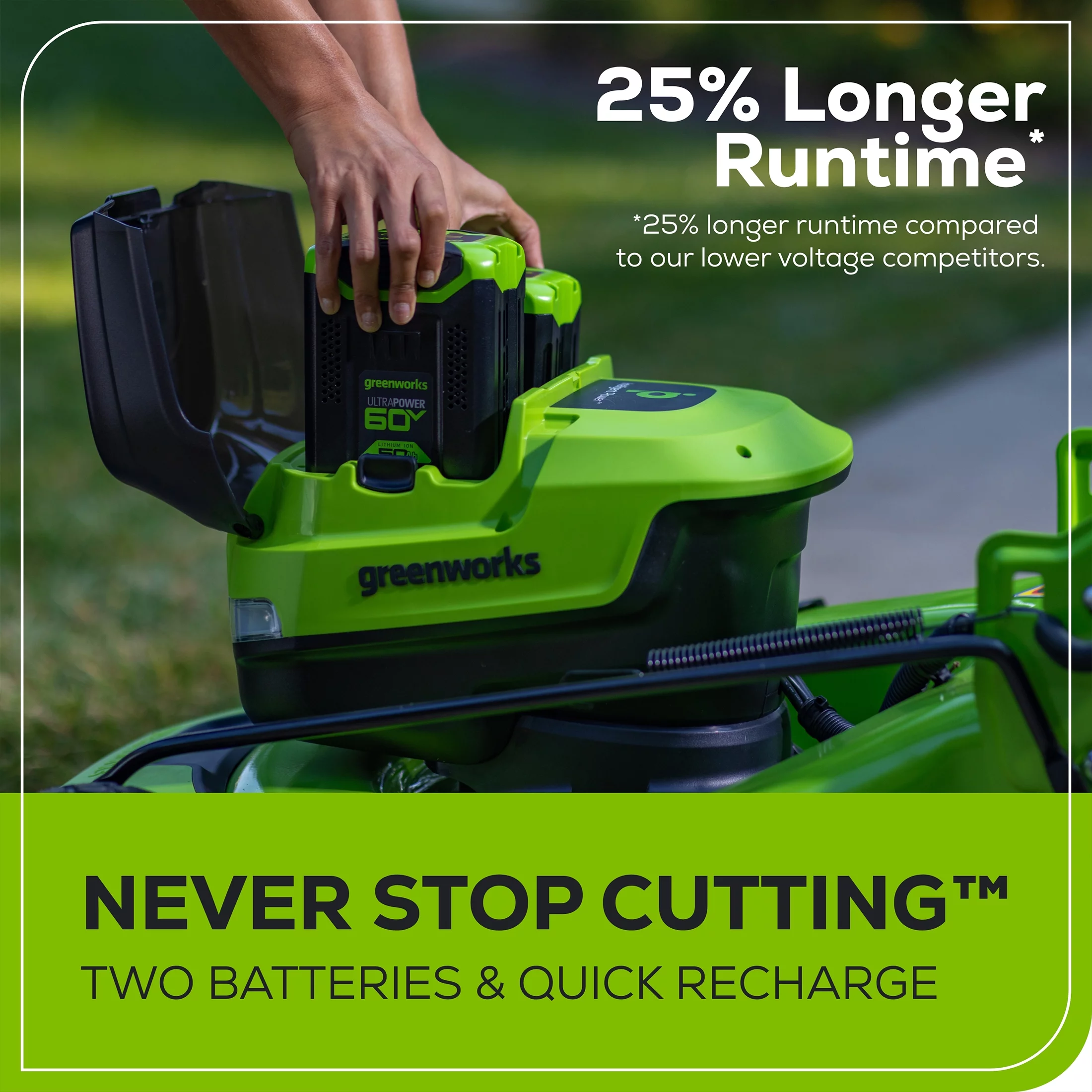 Greenworks 60V 21?? Self-Propelled Lawn Mower with (2) 5.0 Ah Batteries & Rapid Charger 2546202