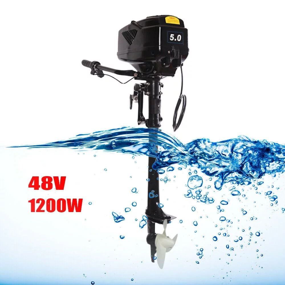 Wuzstar 5HP 48V Electric Outboard Motor Fishing Boat Engine Trolling Ship Propeller 1200W