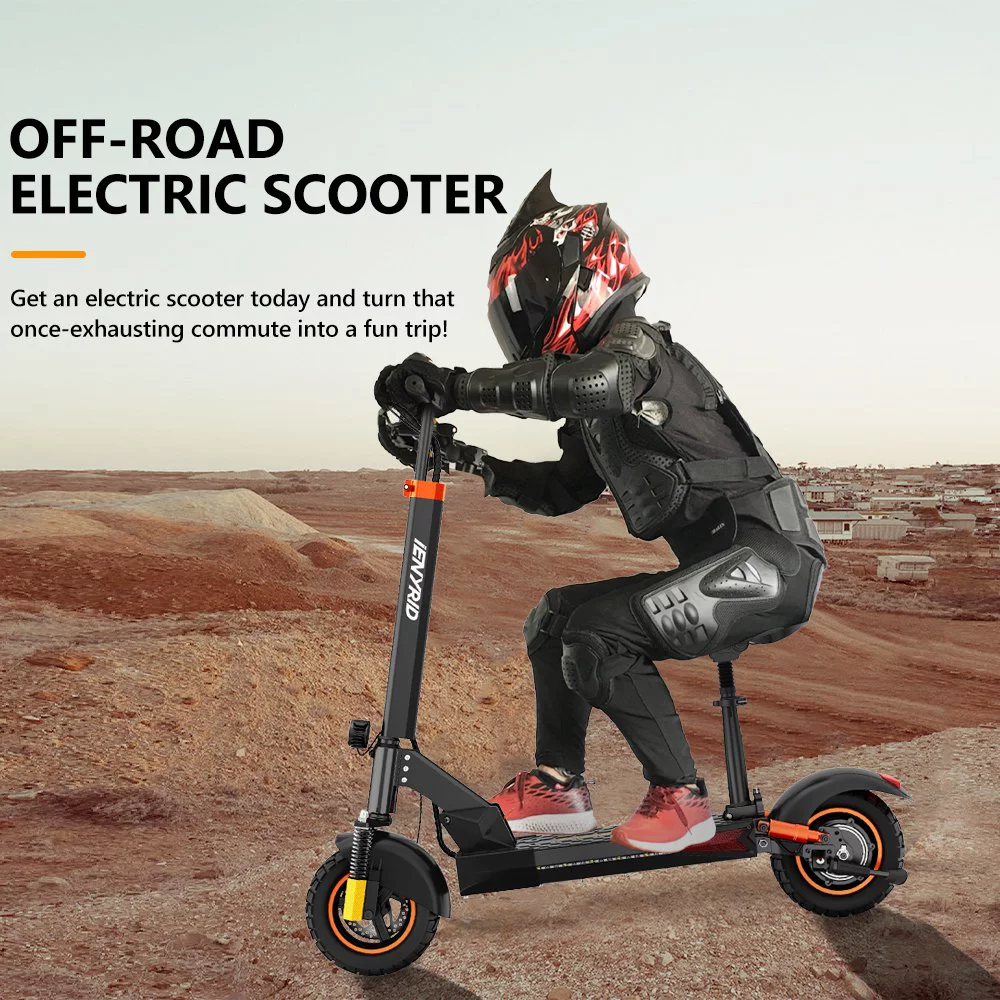 Electric Scooter for Adults, 48V 10AH 800W Motor up to 28 MPH and 25 Miles Range, 10″ Off-road Pneumatic Tires, Double Brake System, Foldable E-Scooters Adults Black