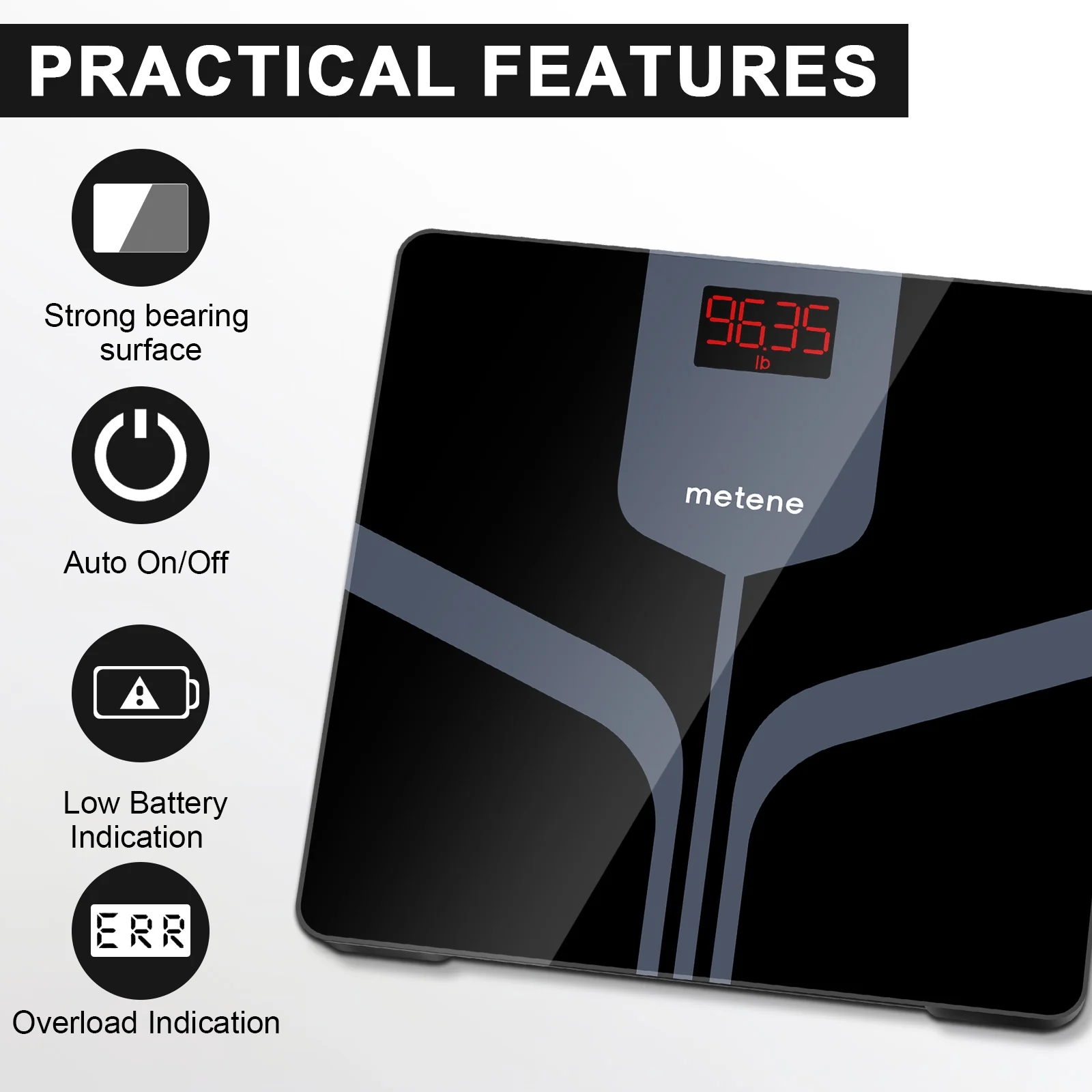 Metene Digital Body Weight Scale, Highly Accurate Bathroom Scale, Measures Weight up to 400 lbs, Includes Batteries