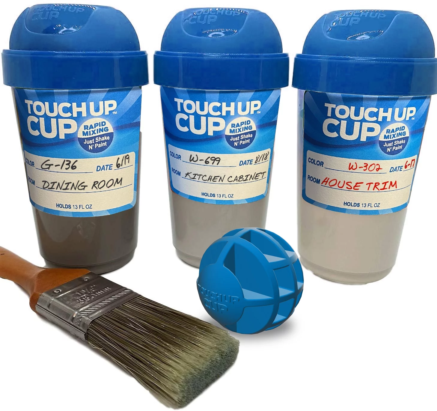 Touch Up Cup 13 oz Empty Leftover Paint Storage Containers with Lids, 3 Pack