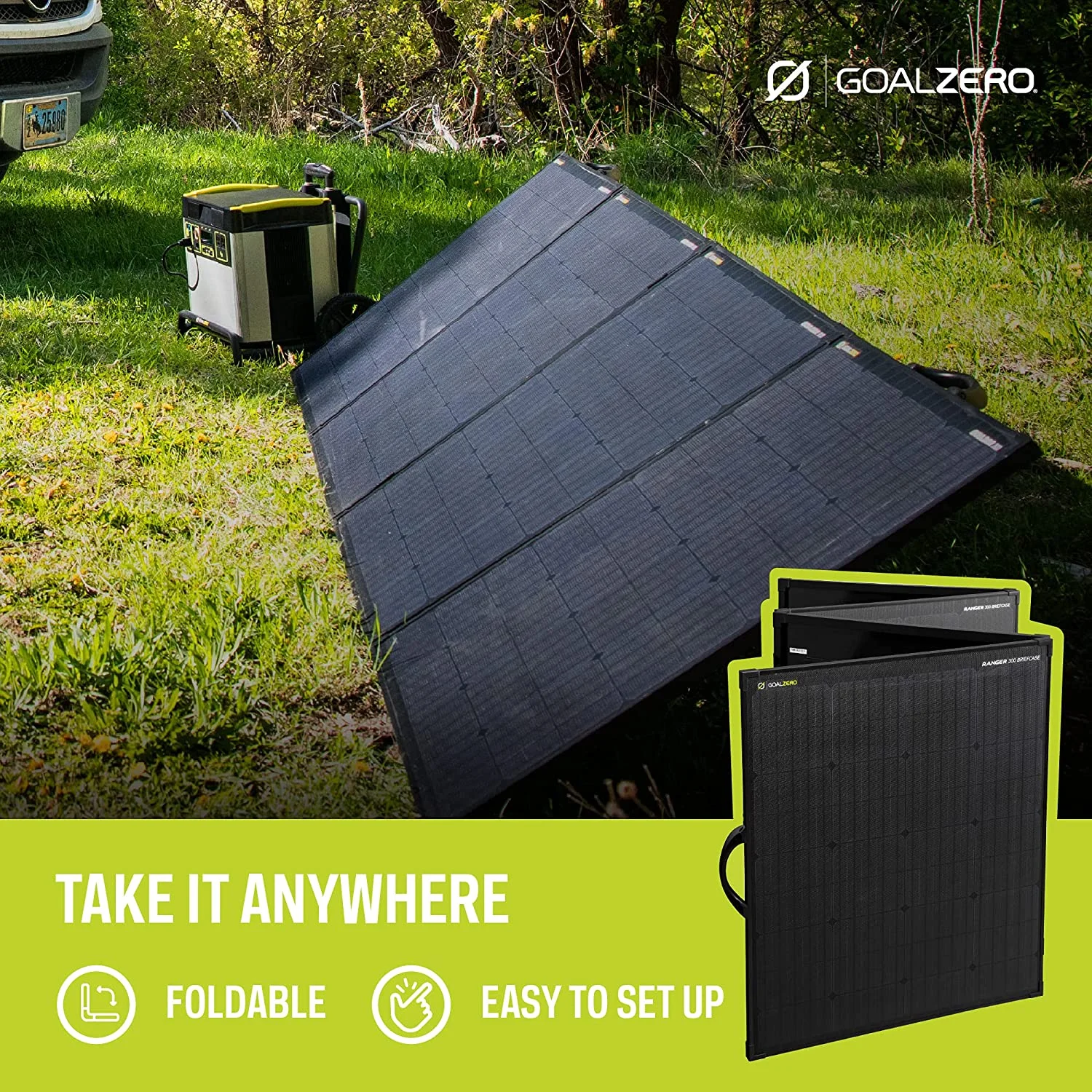 Goal Zero Ranger 300 Briefcase, 300 Watt Foldable Solar Panels for Outdoor Portable Power Stations