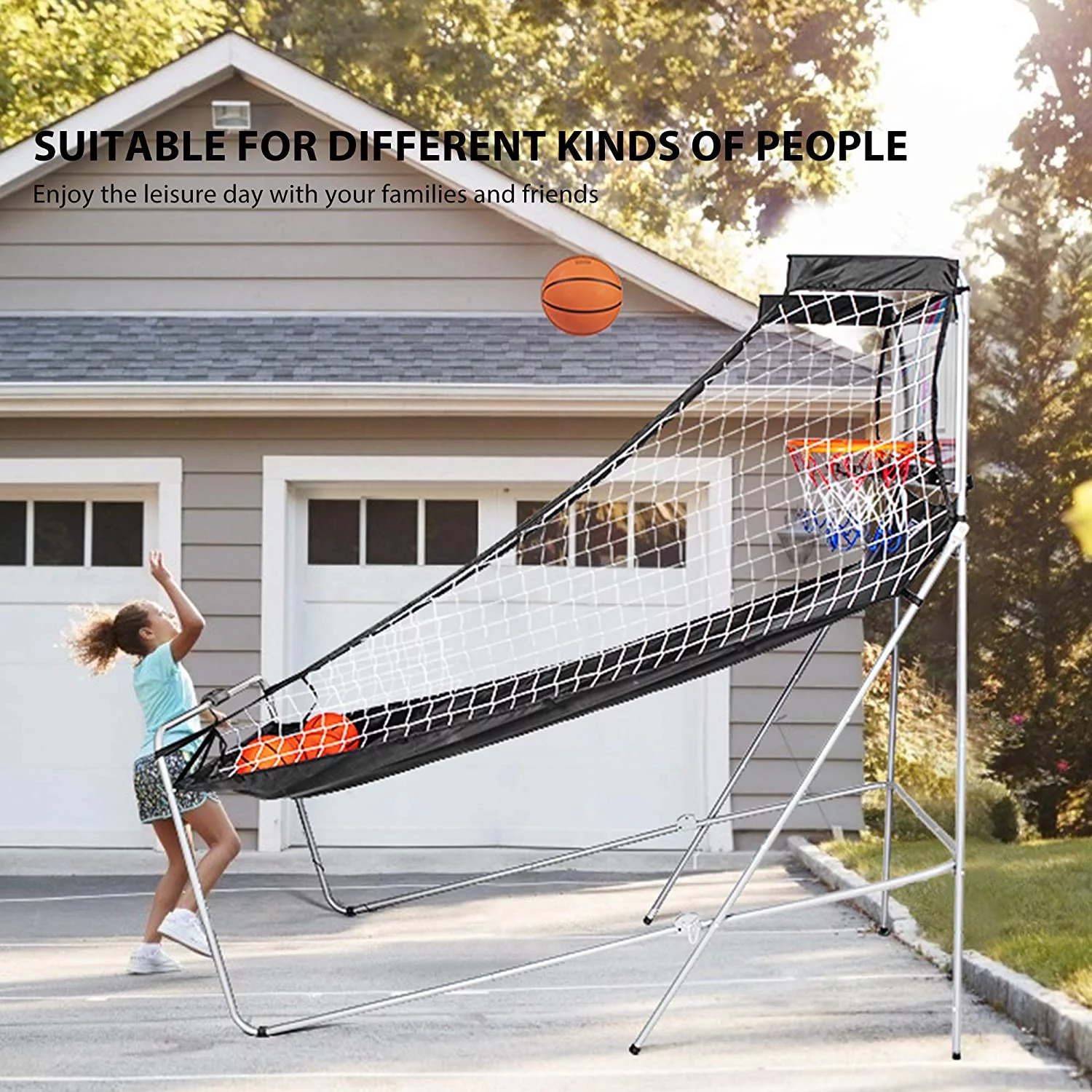 SPECSTAR Foldable Arcade Basketball Game for 2 Players with 4 Balls and LED Scoring System