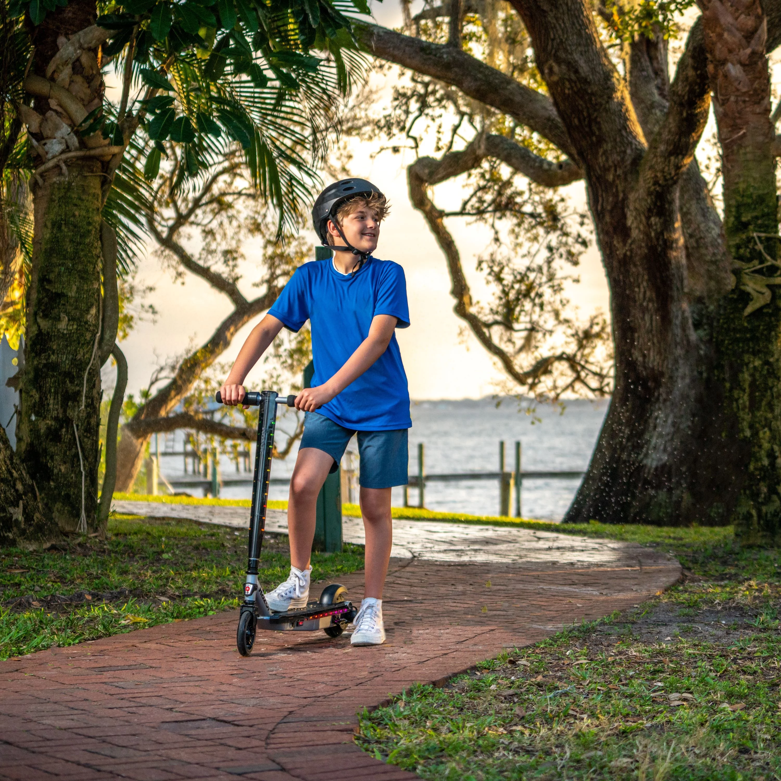 Razor Power Core E90 Lightshow ?C Electric Scooter for Kids Ages 8+, up to 10 mph, Multi-Color LED Lights