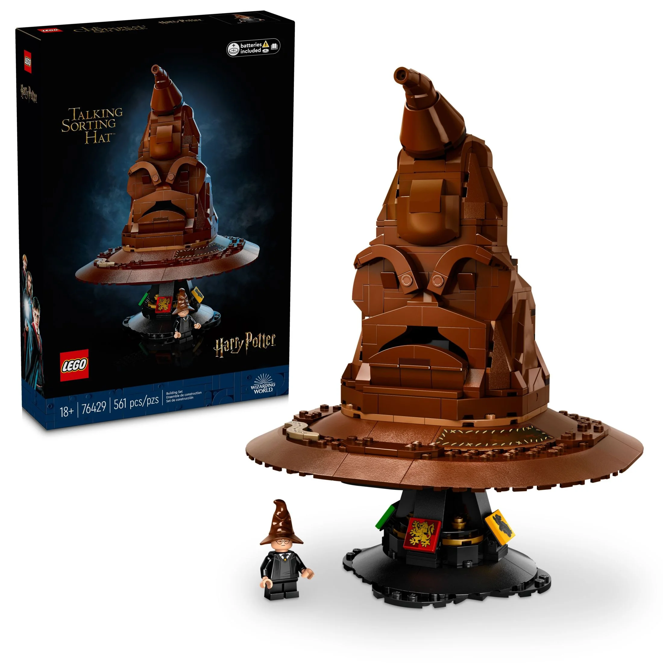 LEGO Harry Potter Talking Sorting Hat, Harry Potter Hogwarts Hat with 31 Randomized Sounds, Movie Themed Build and Display Model for Adults, Fun Harry Potter Gift Idea for a Mom, Dad or Any Fan, 76429