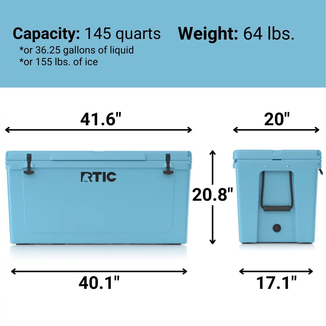 RTIC 65 qt Ultra-Tough Cooler, Insulated Portable Ice Chest for Beach, Drink, Beverage, Camping, Picnic, Fishing, Boat, Barbecue, Navy