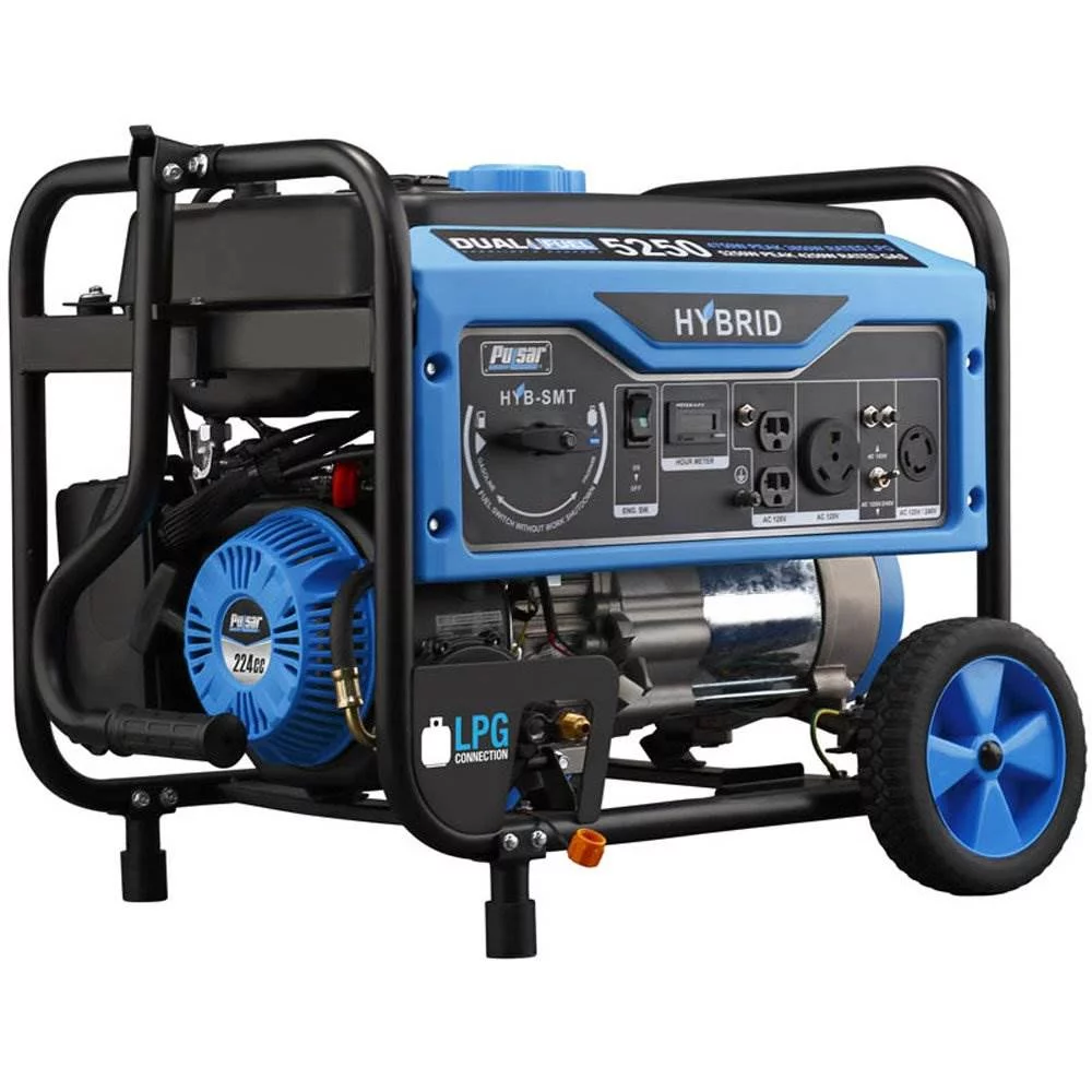 Pulsar 5250 Watt Portable Gasoline and Liquid Propane Generator with Outlets