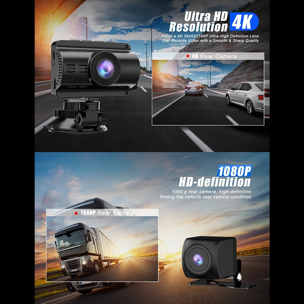 Maraawa 4K Dual Dash Cam, Front and Rear Dash Camera for Cars 170??Wide Angle Dashboard Cameras, Super Night Vision, G-Sensor, Loop Recording