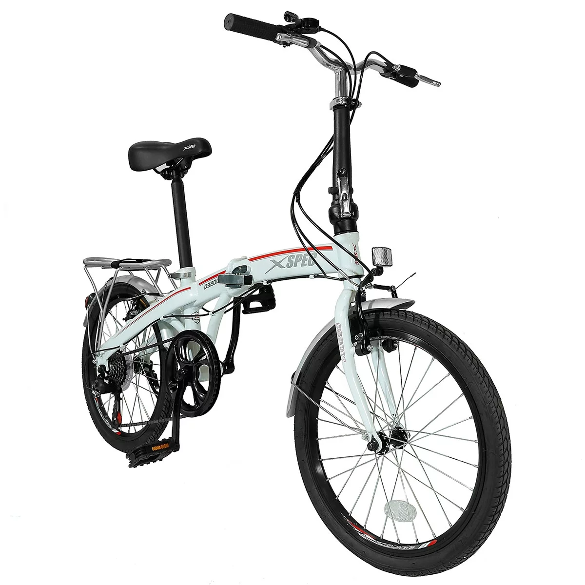 Xspec 20″ 7 Speed City Folding Compact Bike Bicycle Urban Commuter Shimano, White